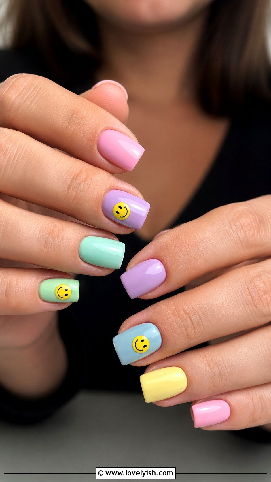 Rainbow Smiley Face Nails - 50 preppy nails - 50 preppy nails