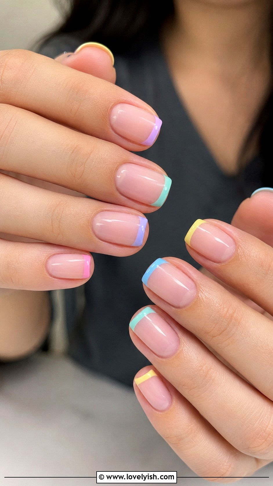 Rainbow Tip Mix Match French Nails - 50 back to school nails - 50 back to school nails