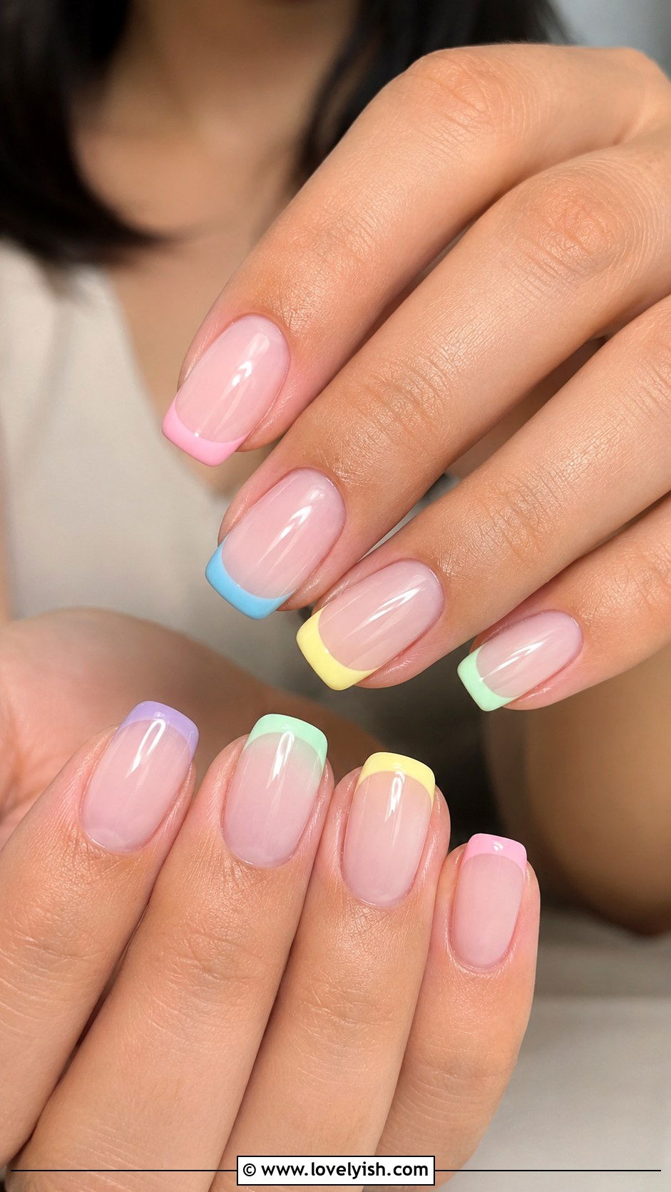 Rainbow Tip Pastel Nails - 50 baby shower nails - 50 baby shower nails