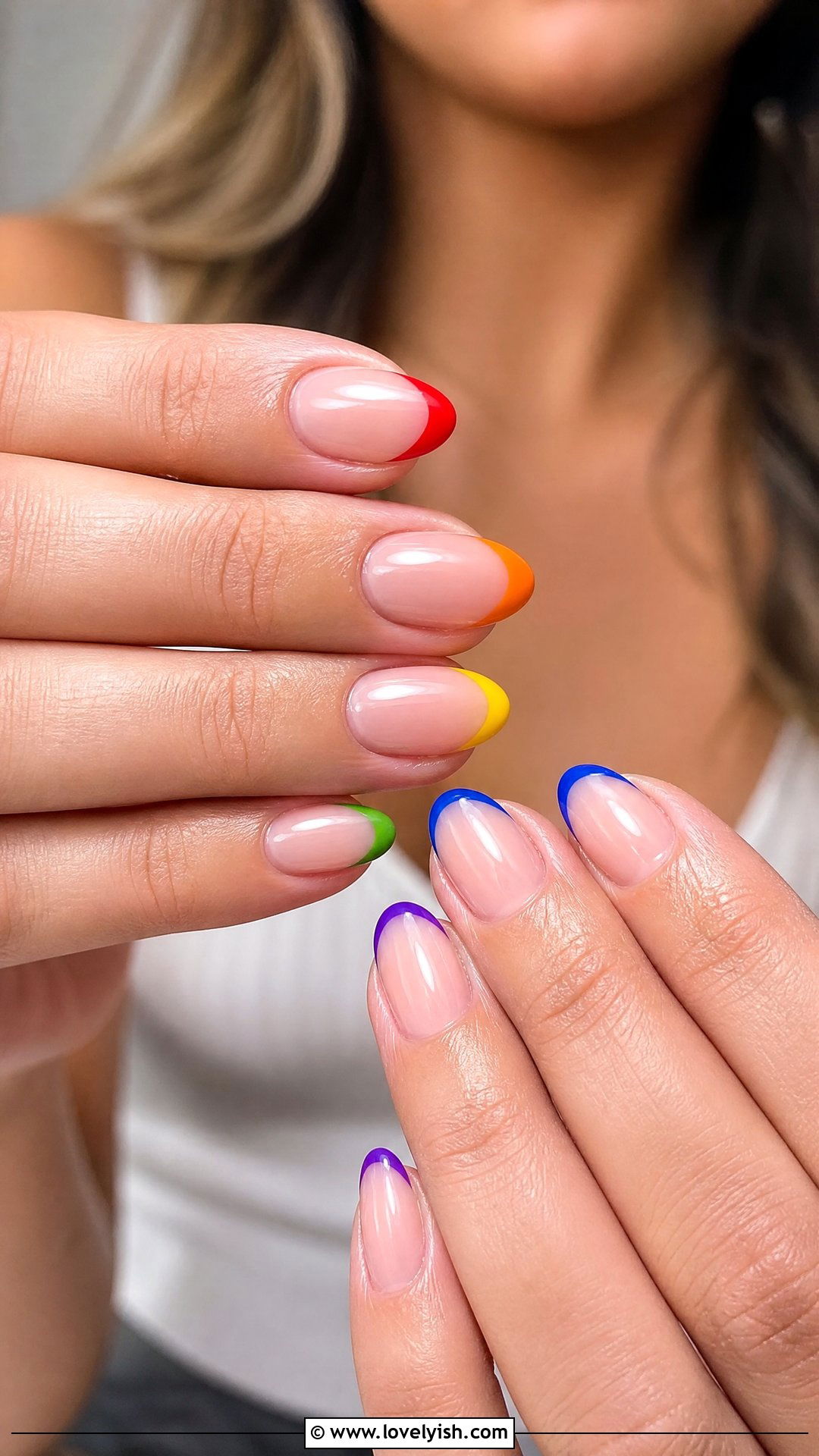Rainbow Tip Short Almond Nails - 50 short almond nails - 50 short almond nails