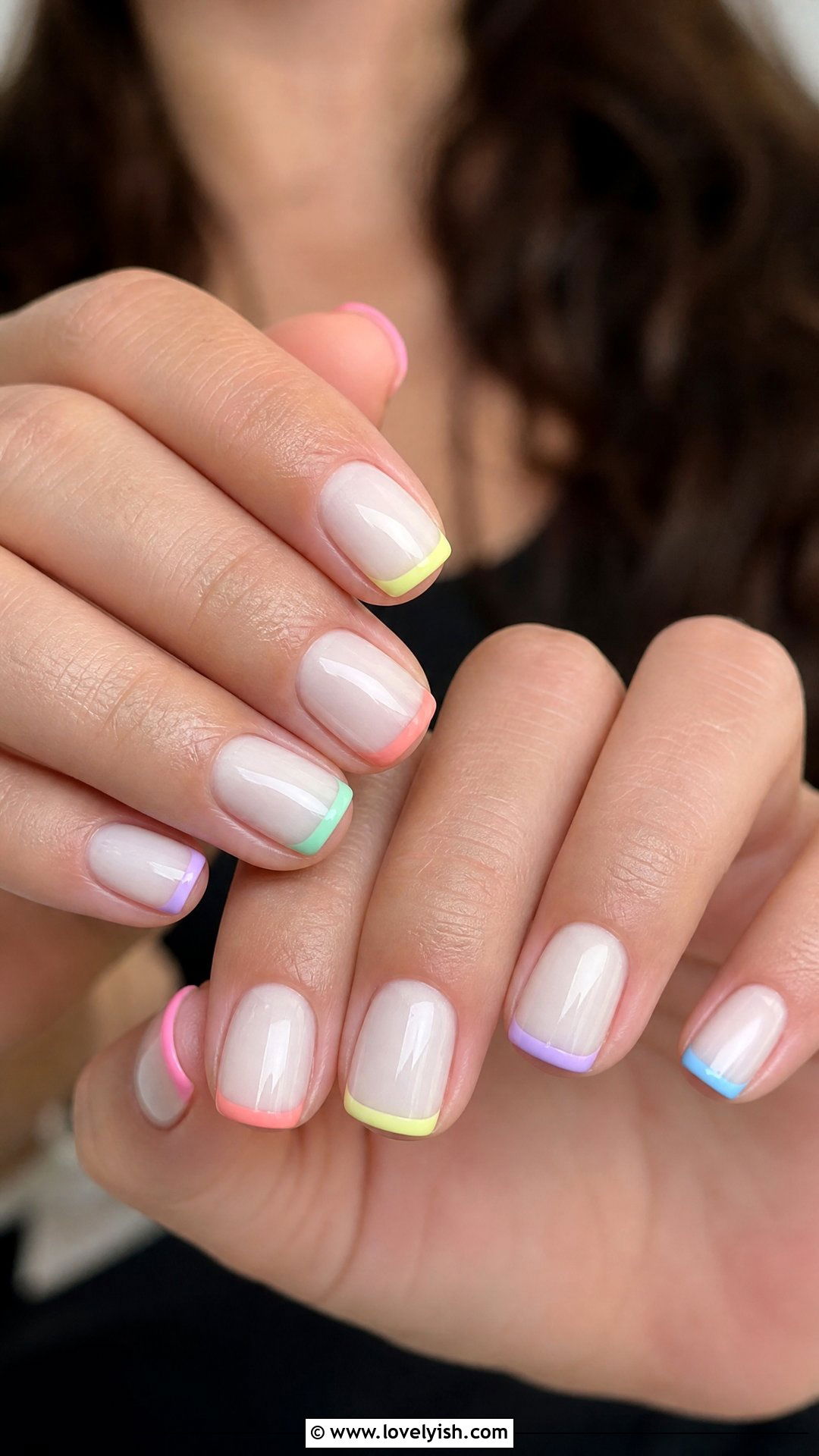 Rainbow Tip Short Nails - 43 summer nail designs - 43 summer nail designs