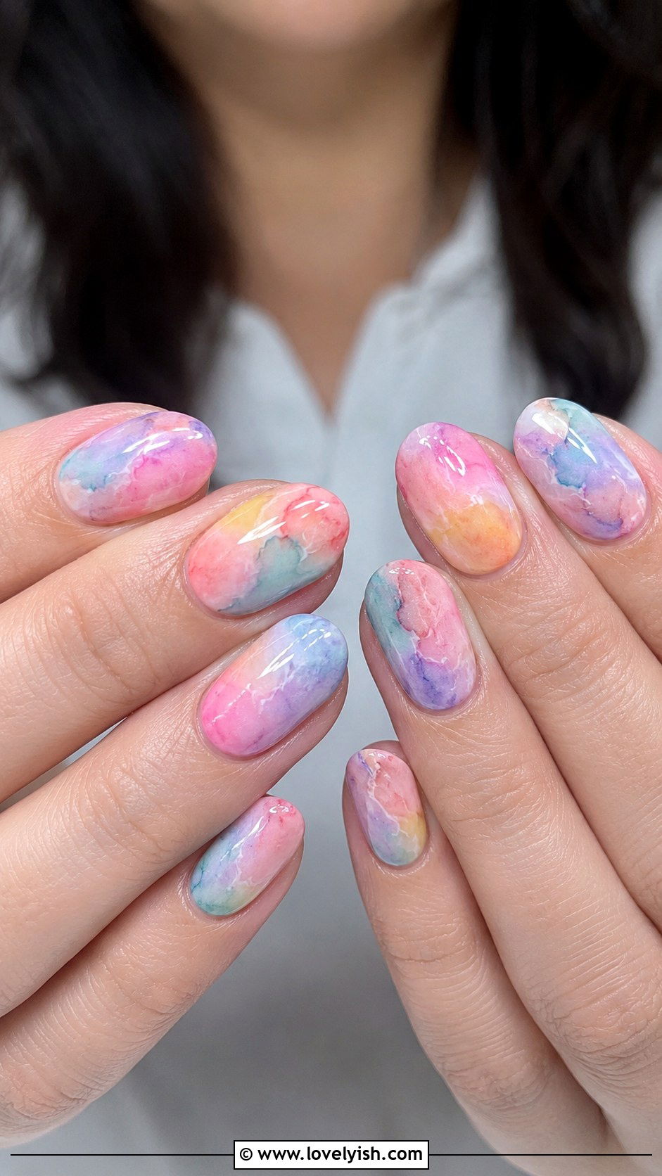 Rainbow Watercolor Marble Nails - 38 marble nail designs - 38 marble nail designs