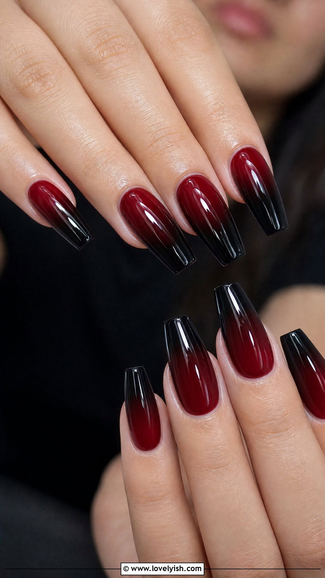Red And Black Ombre Nails - 50 edgy nails - 50 edgy nails