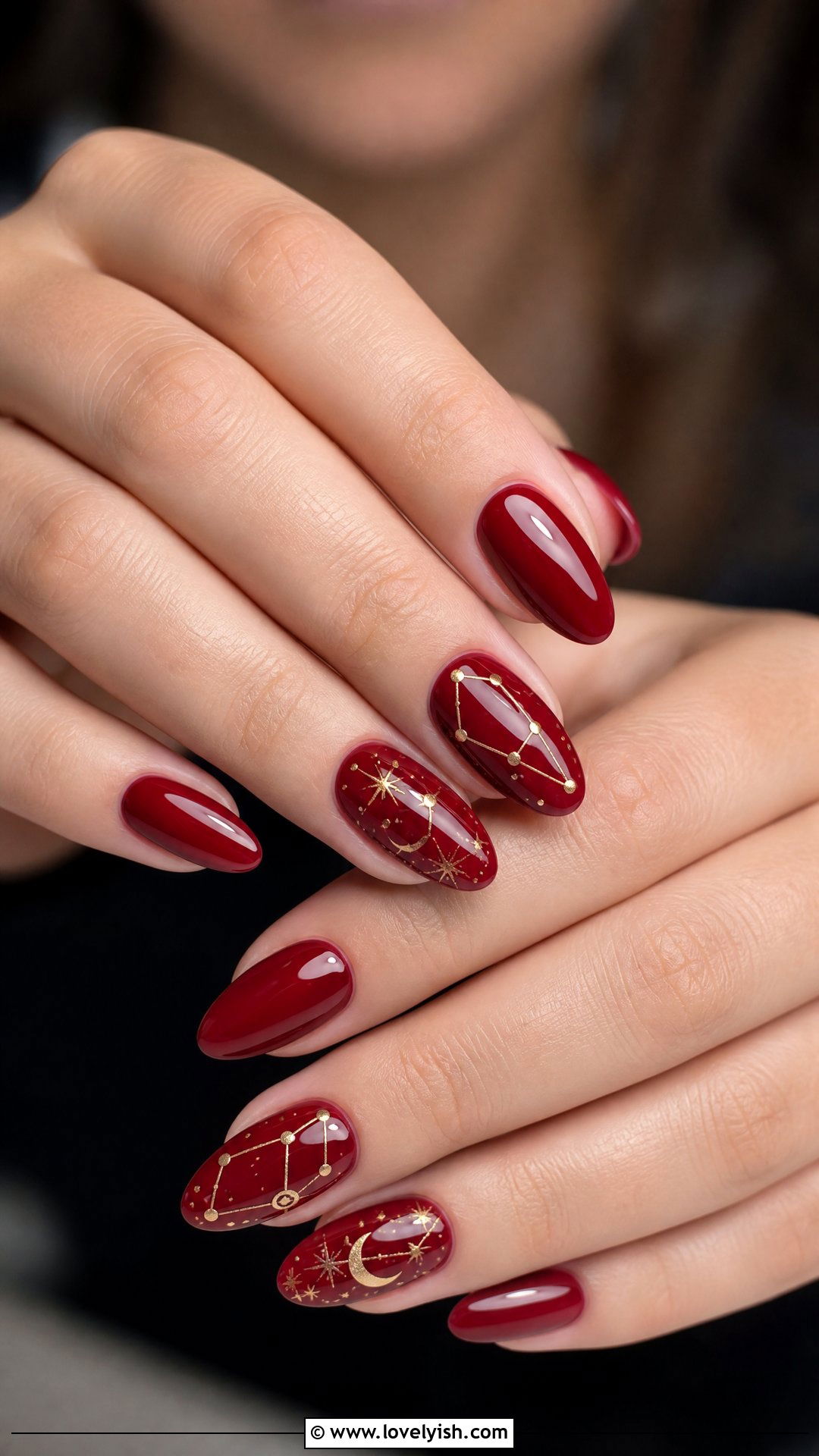 Red And Gold Constellation Nails - 50 red and gold nail design ideas - 50 red and gold nail design ideas