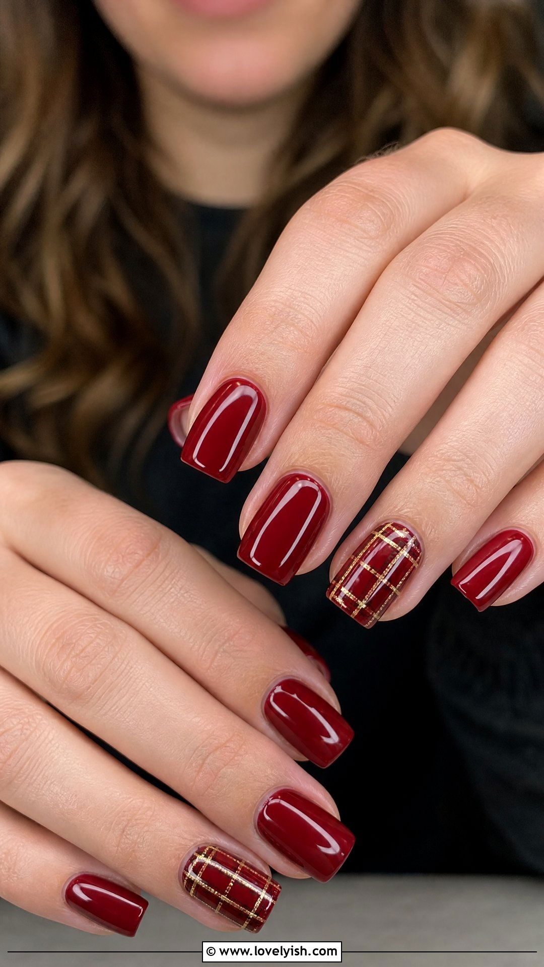 Red And Gold Plaid Nails - 50 red and gold nail design ideas - 50 red and gold nail design ideas
