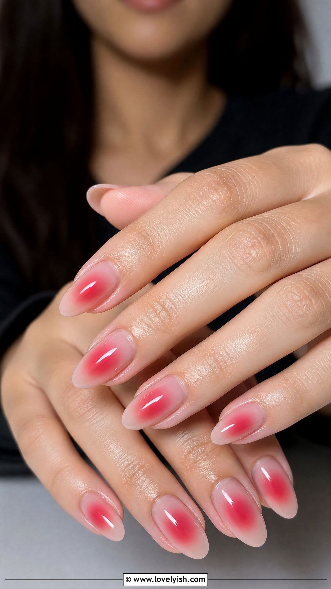 Red Aura Nails on Nude Base - 25 aura nail designs - 25 aura nail designs