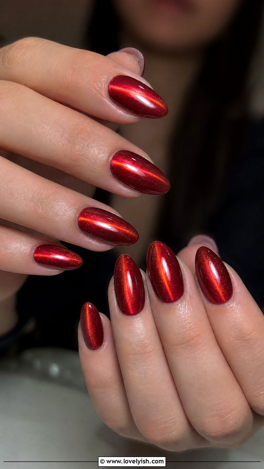 Red Cat Eye Magnetic Nails - 50 red nails - 50 red nails