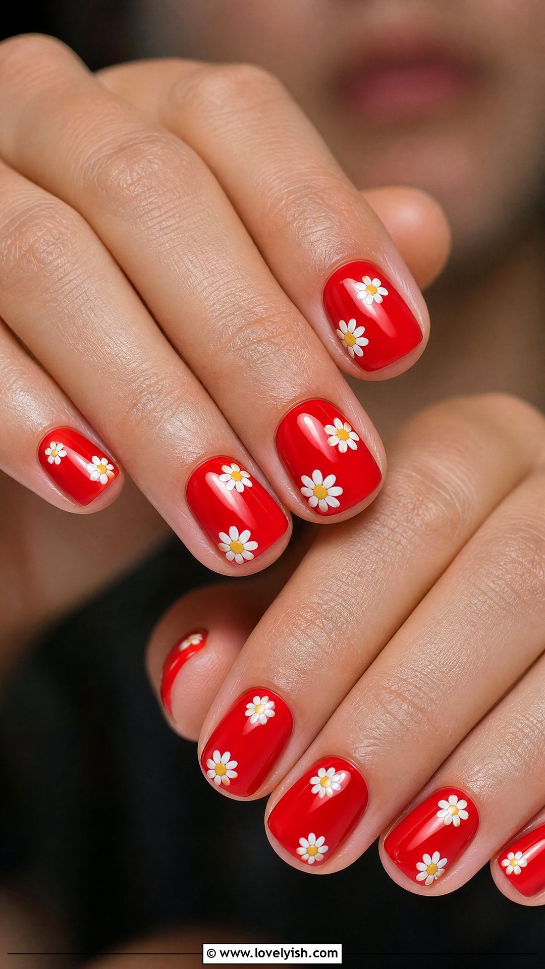 Red Cherry Daisy Nails - 50 daisy nails - 50 daisy nails