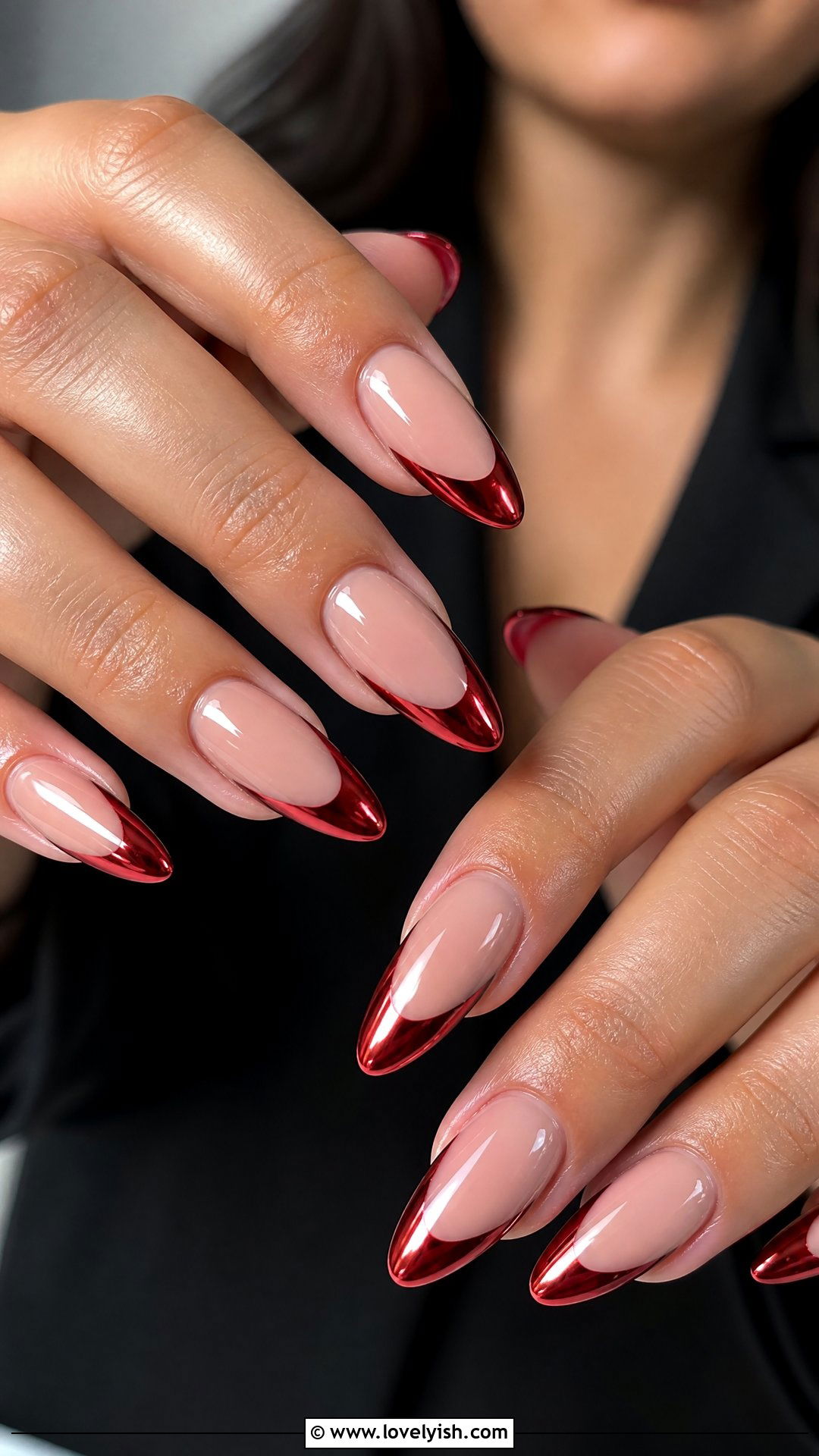 Red Chrome French Tip Nails - 50 chrome french tip nails - 50 chrome french tip nails