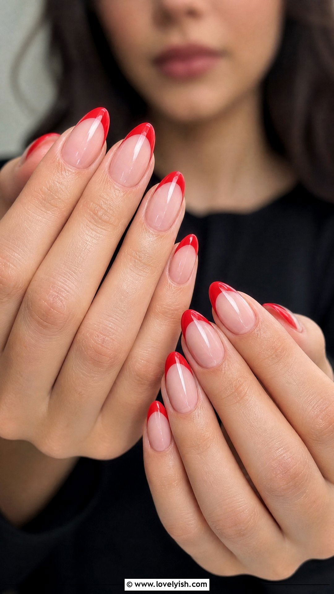 Red French Tip Almond Nails - 25 almond french tip nail designs - 25 almond french tip nail designs