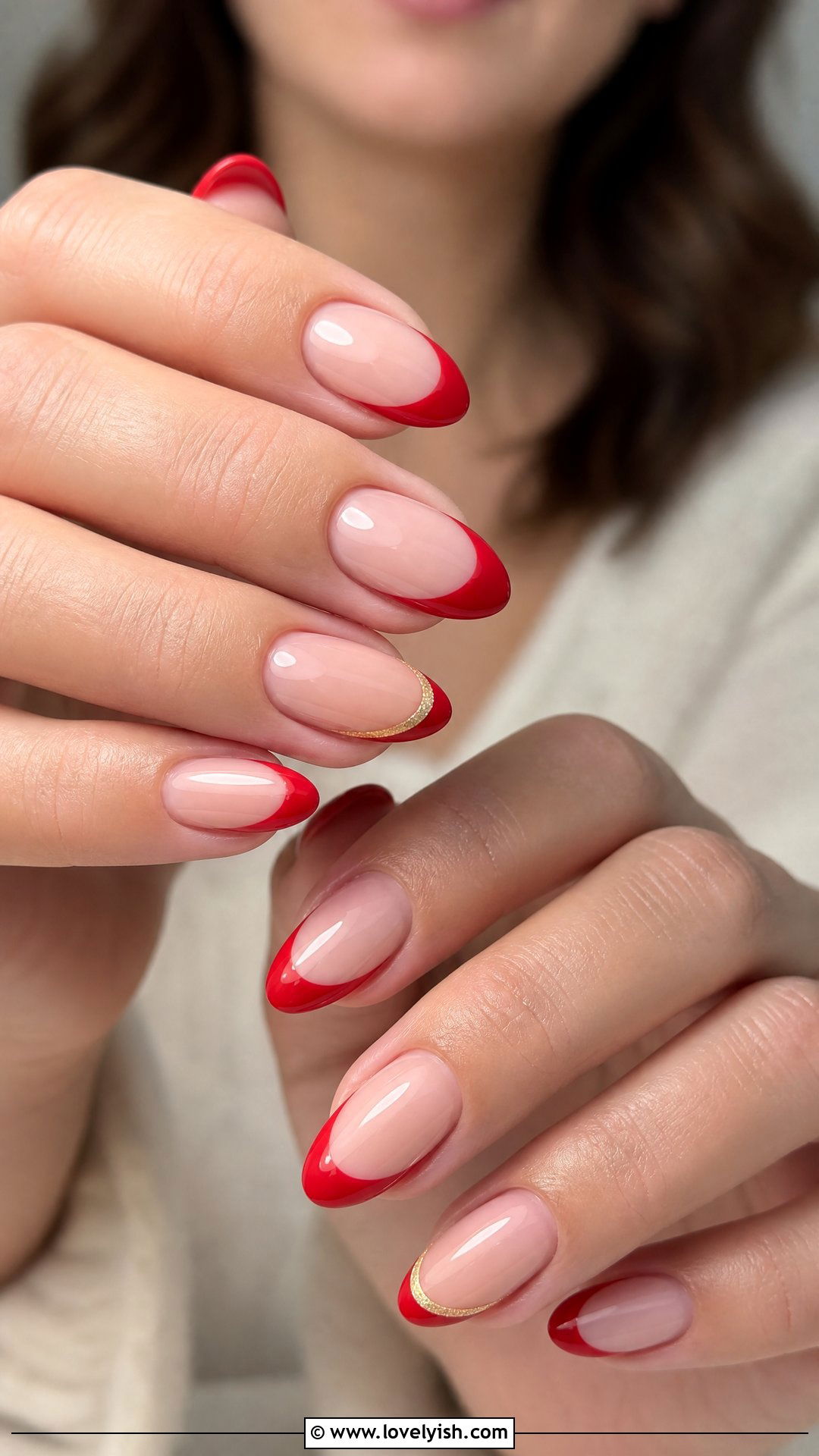 Red French Tip Christmas Nails - 25 christmas nail designs - 25 christmas nail designs