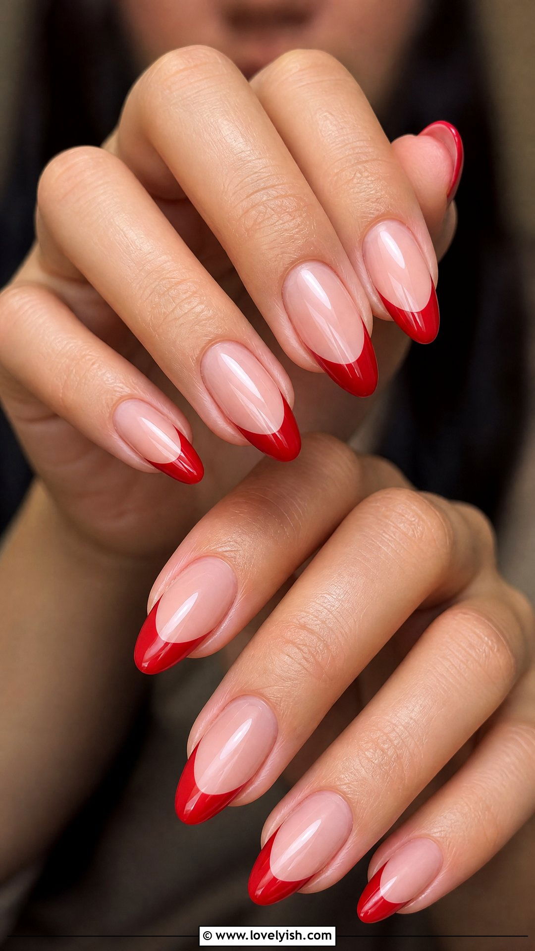 Red French Tip Holiday Nails - 50 holiday nails - 50 holiday nails
