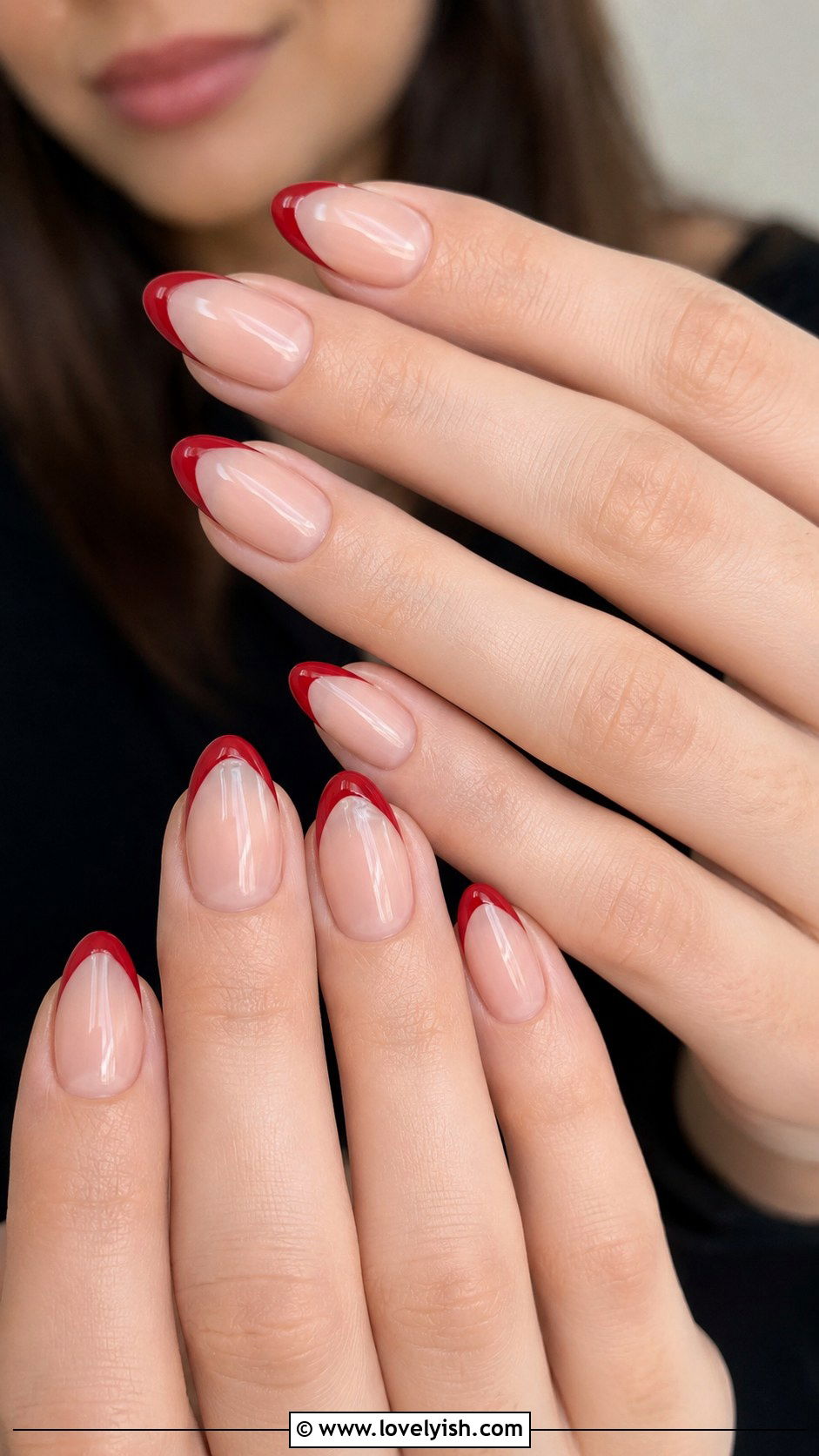 Red French Tip Nails - 42 french nail designs - 42 french nail designs