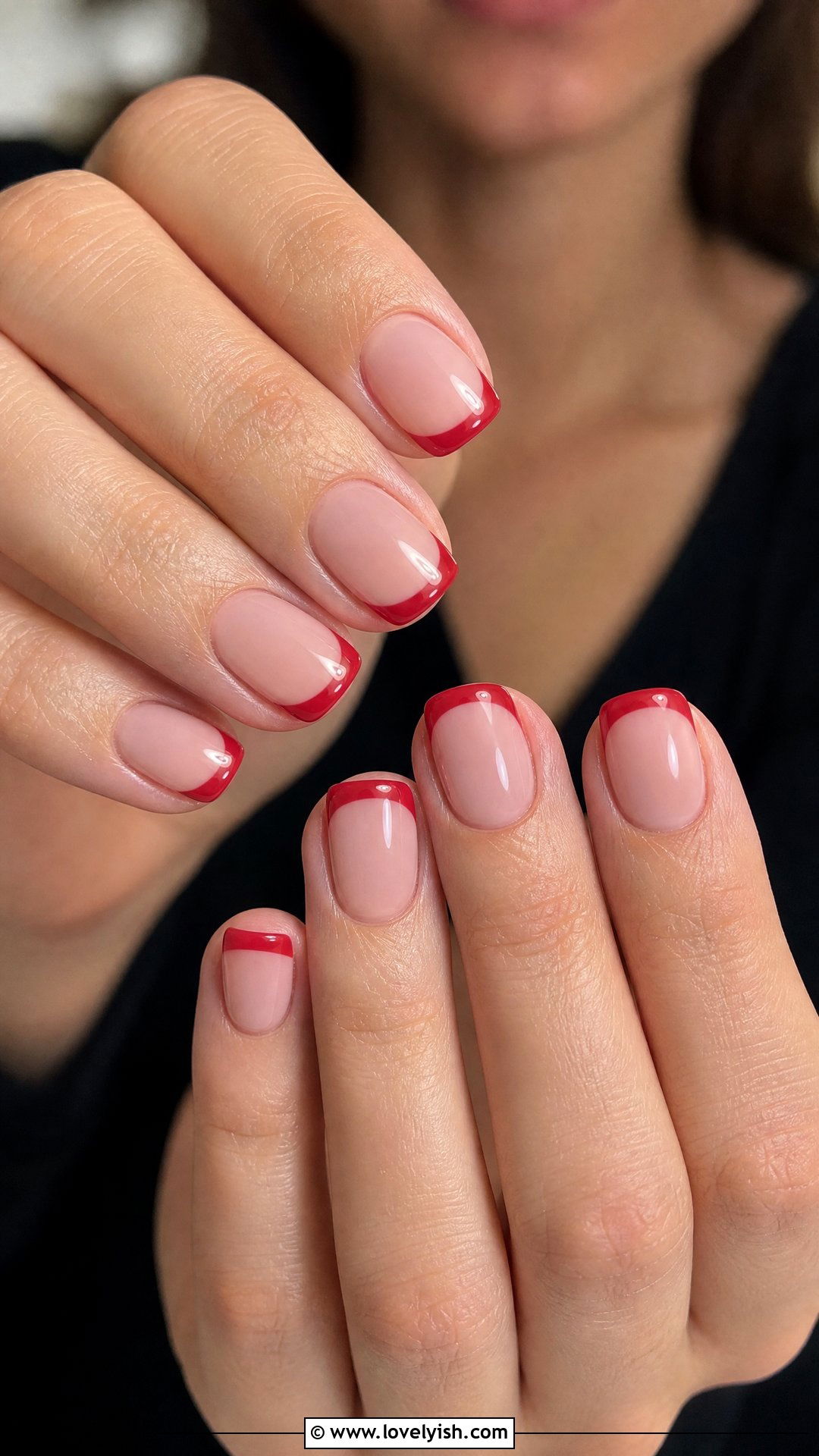 Red French Tip Short Nails - 50 short french tip nails - 50 short french tip nails