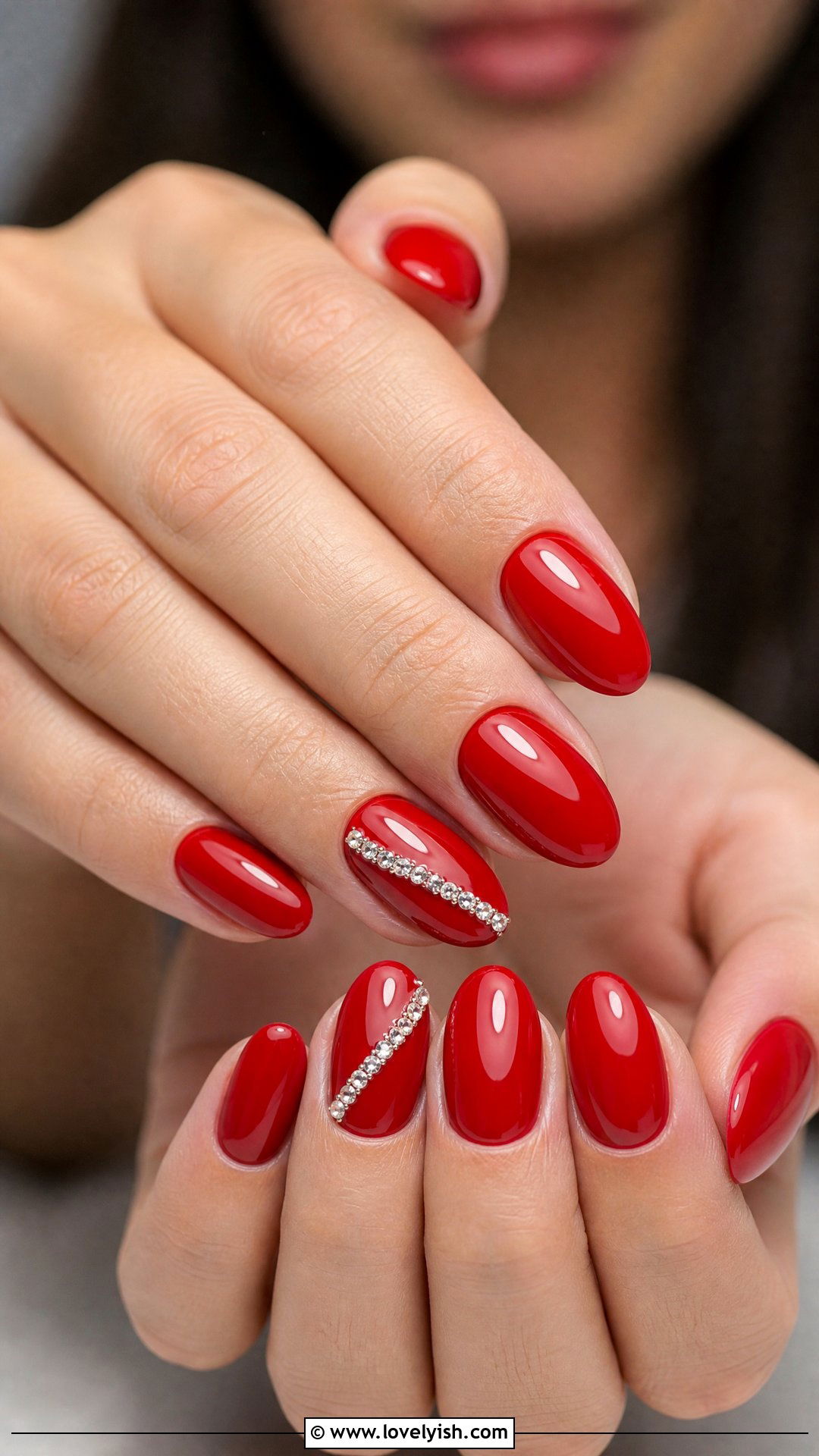 Red Glossy Diamond Nails - 50 diamond nails - 50 diamond nails