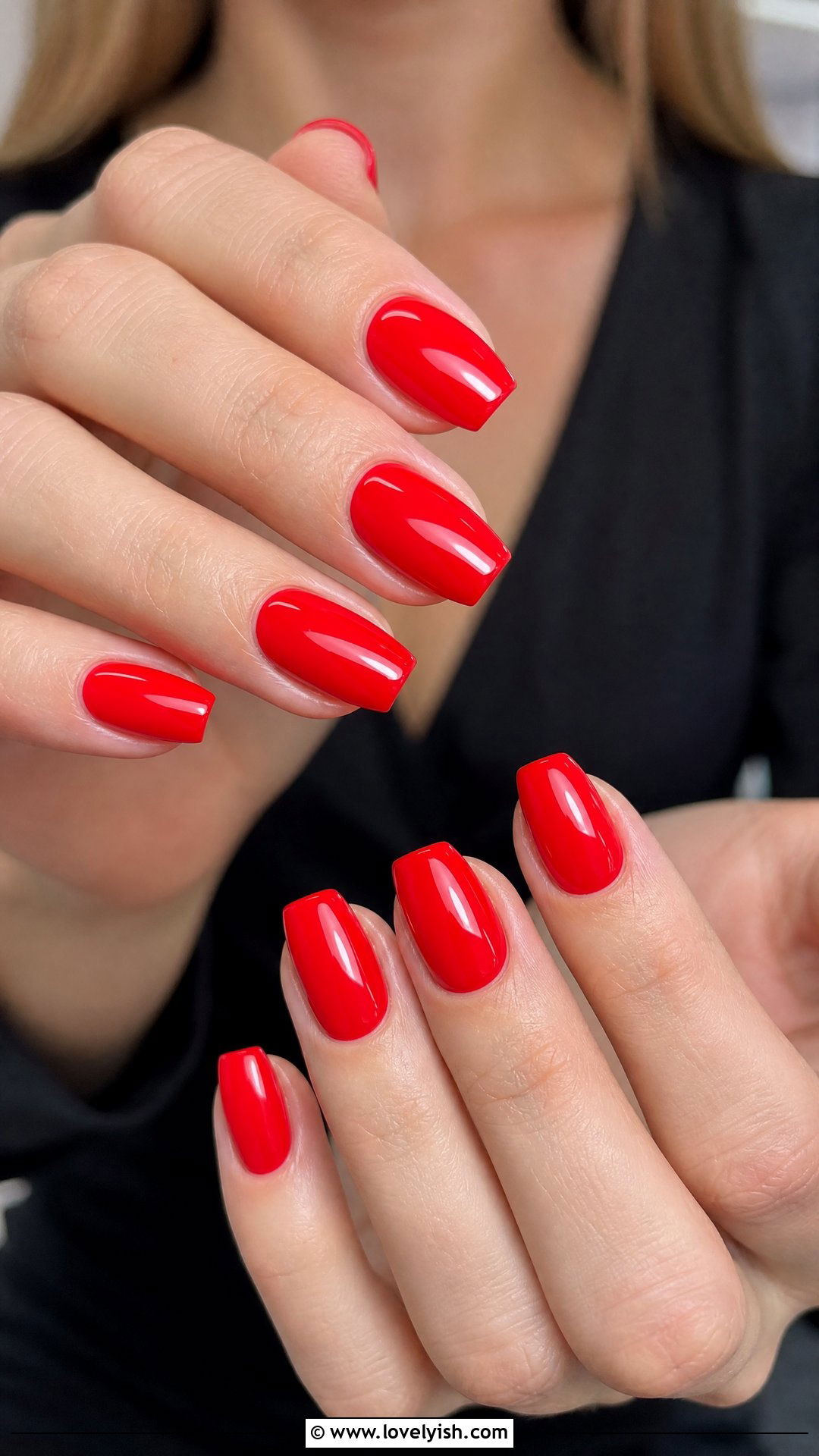 Red Glossy Short Coffin Nails - 25 short coffin nails designs - 25 short coffin nails designs