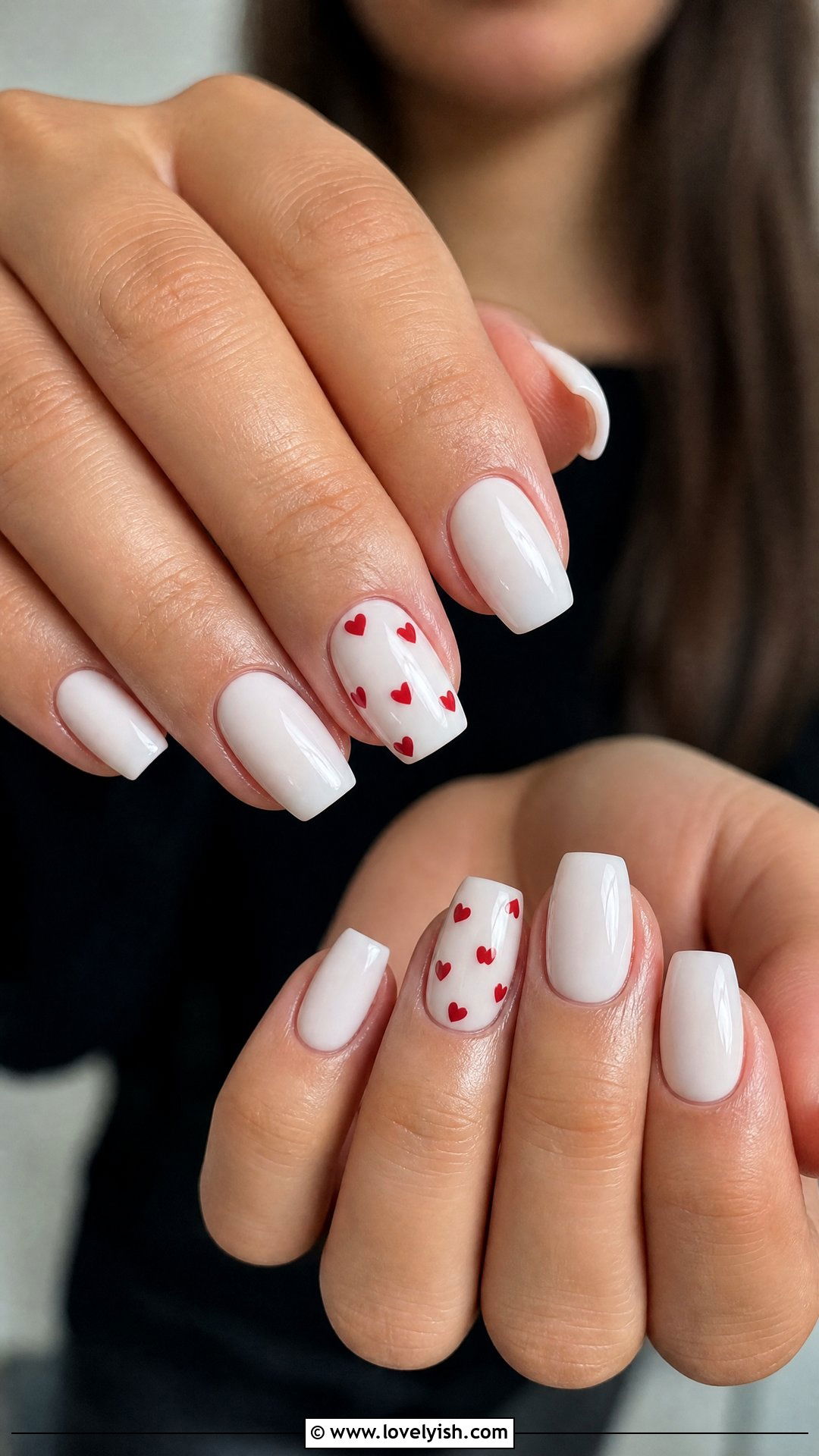 Red Heart Accent Short Coffin Nails - 50 short coffin nails - 50 short coffin nails