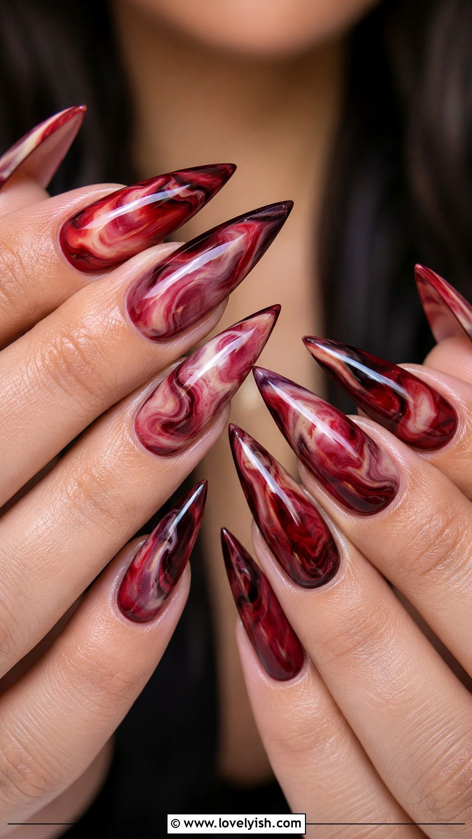 Red Marble Nails - 38 marble nail designs - 38 marble nail designs