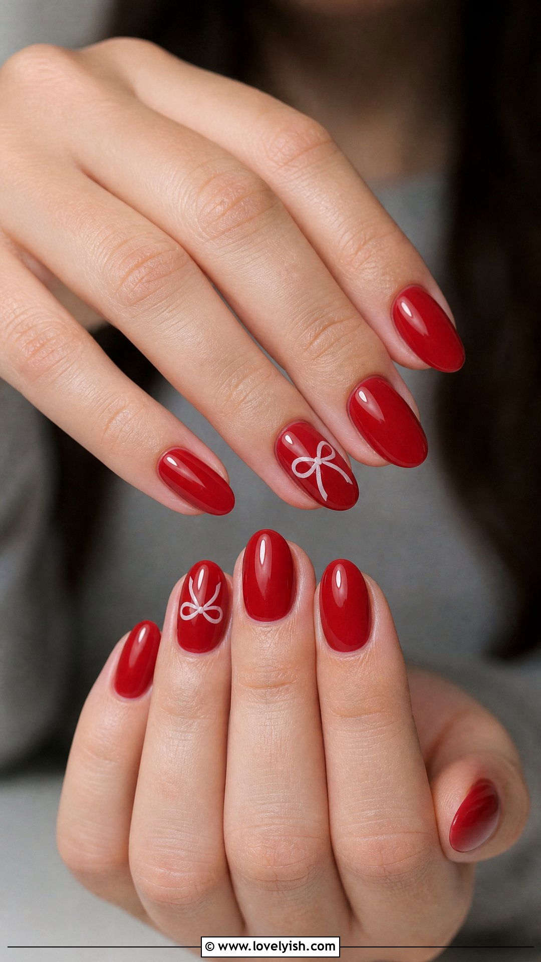 Red Micro Bow Coquette Nails - 50 red nails - 50 red nails