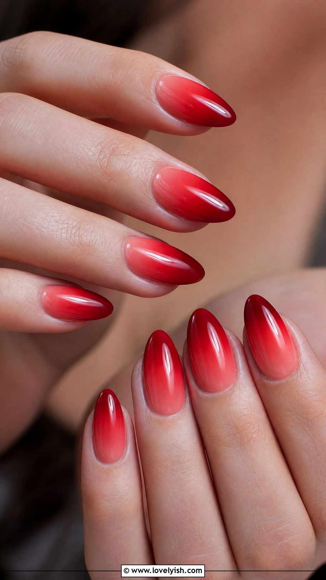 Red Ombre Gradient Nails - 50 red nails - 50 red nails
