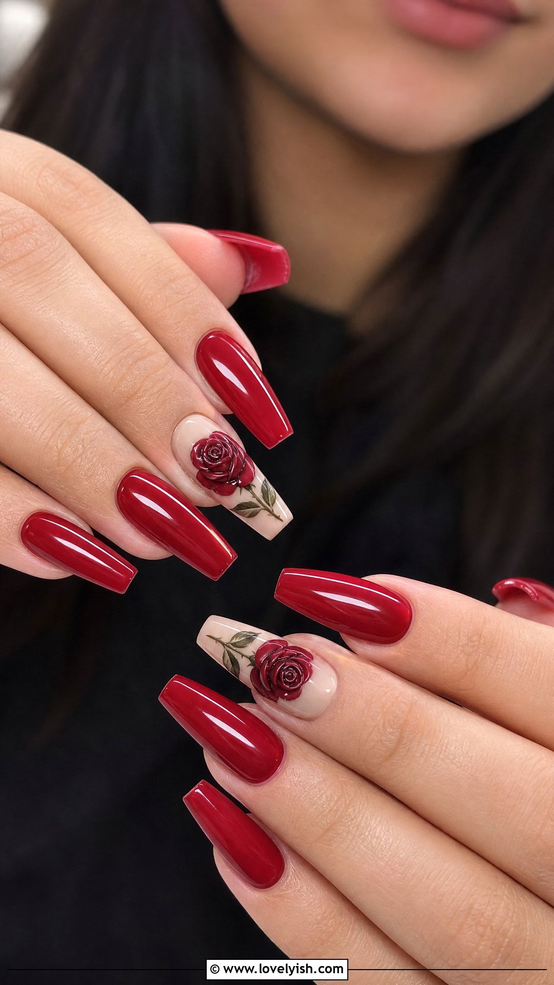 Red Rose Coffin Nails - 50 flower nails - 50 flower nails