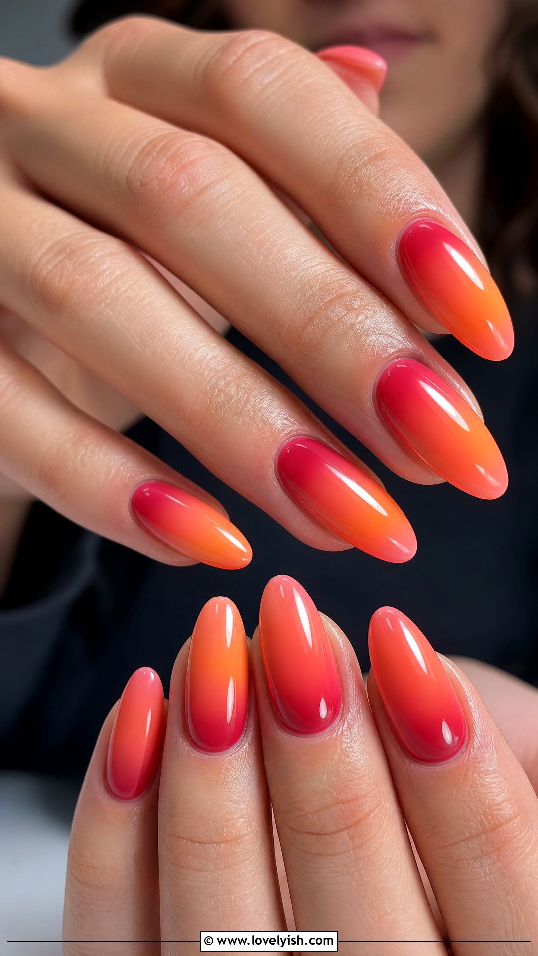 Red Sunset Ombre Nails - 50 red nails - 50 red nails