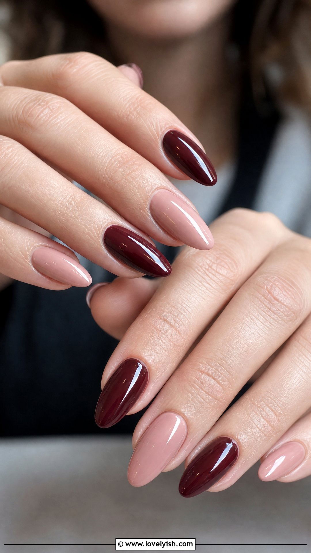 Red Wine and Blush Pink Nails - 50 red and pink nail designs - 50 red and pink nail designs