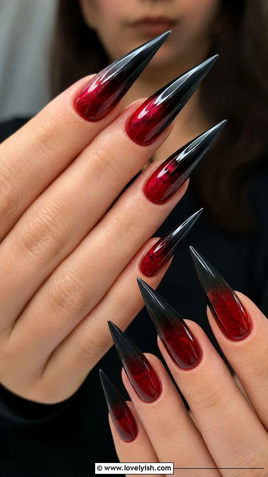 Red and Black Gothic Ombre Nails - 25 edgy nail designs - 25 edgy nail designs