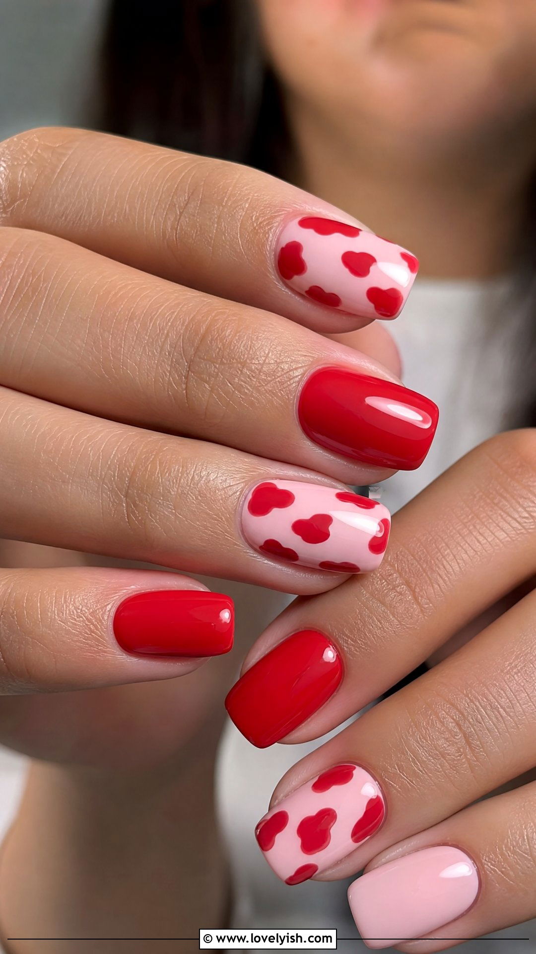 Red and Pink Cow Print Nails - 50 red and pink nail designs - 50 red and pink nail designs