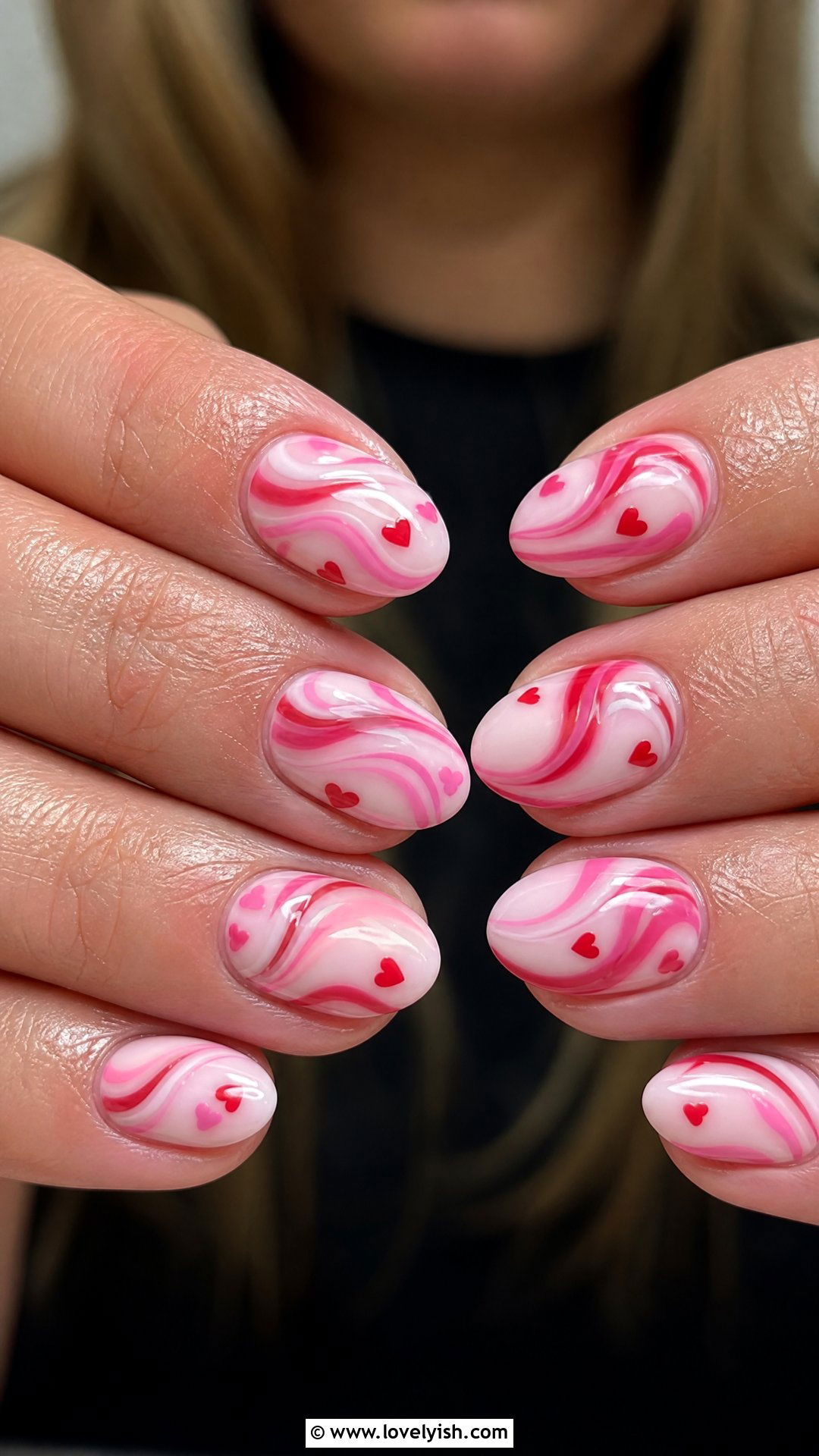 Red and Pink Heart Swirl Nails - 50 swirl nails - 50 swirl nails