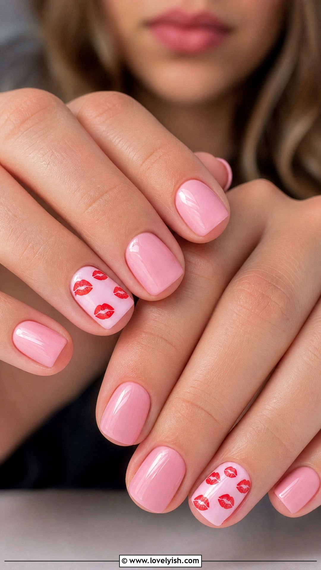 Red and Pink Lip Print Nails - 50 red and pink nail designs - 50 red and pink nail designs