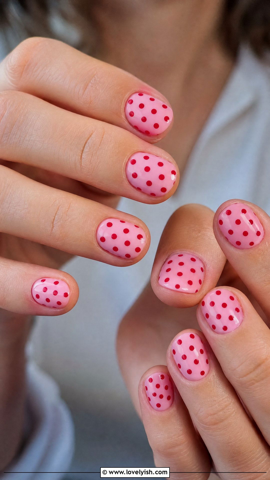 Red and Pink Polka Dot Nails - 50 red and pink nail designs - 50 red and pink nail designs