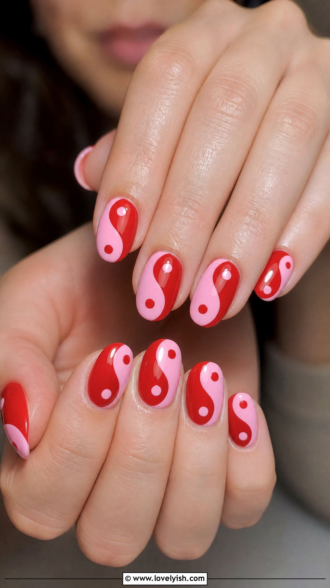 Red and Pink Yin Yang Nails - 50 red and pink nail designs - 50 red and pink nail designs