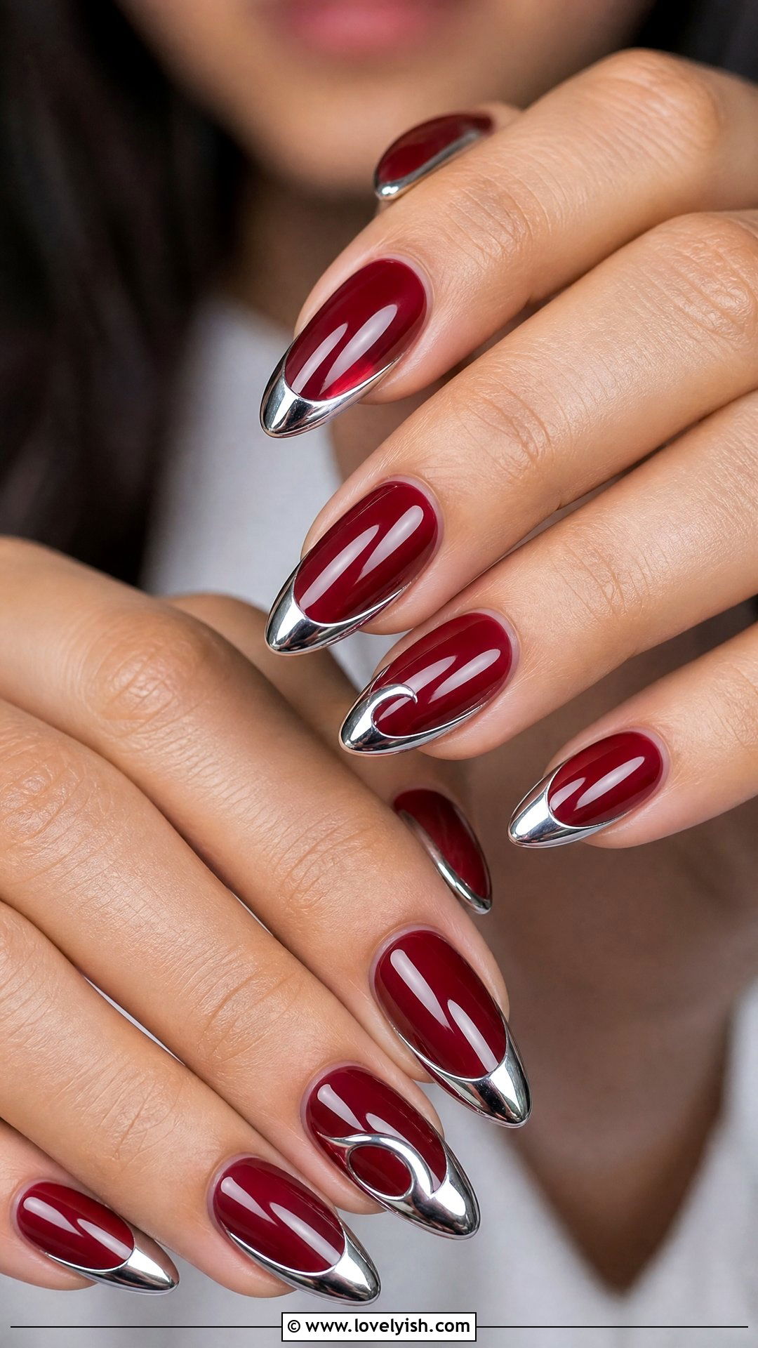 Red and Silver Chrome Nails - 50 silver chrome nails - 50 silver chrome nails