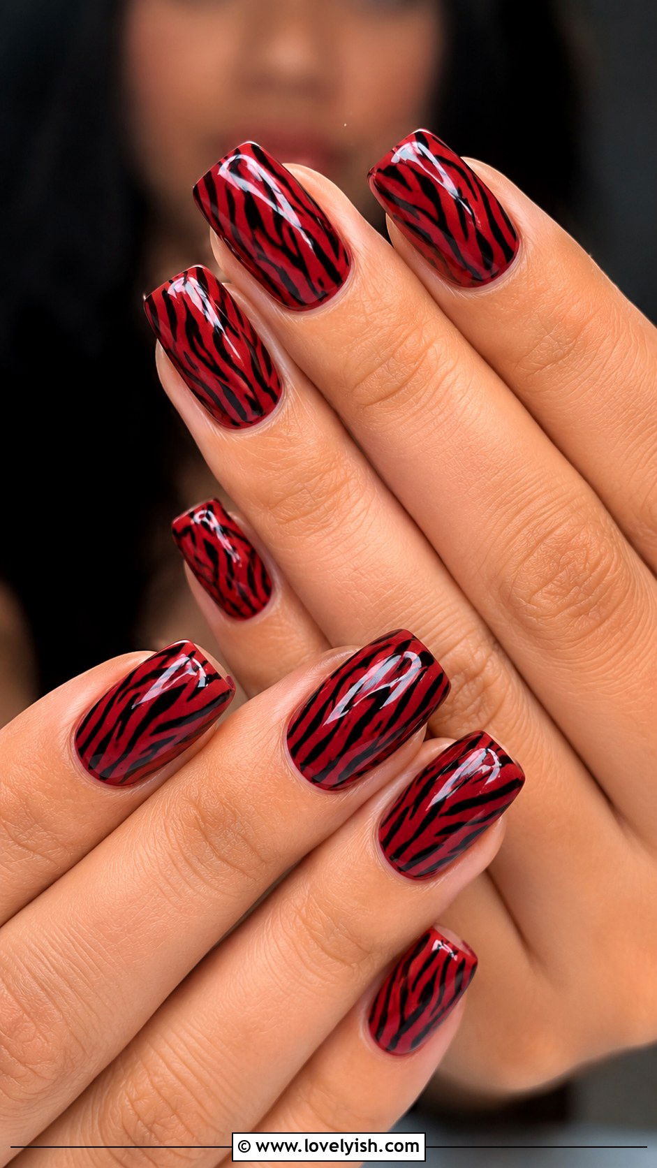 Red and Zebra Print Nails - 50 zebra print nails - 50 zebra print nails