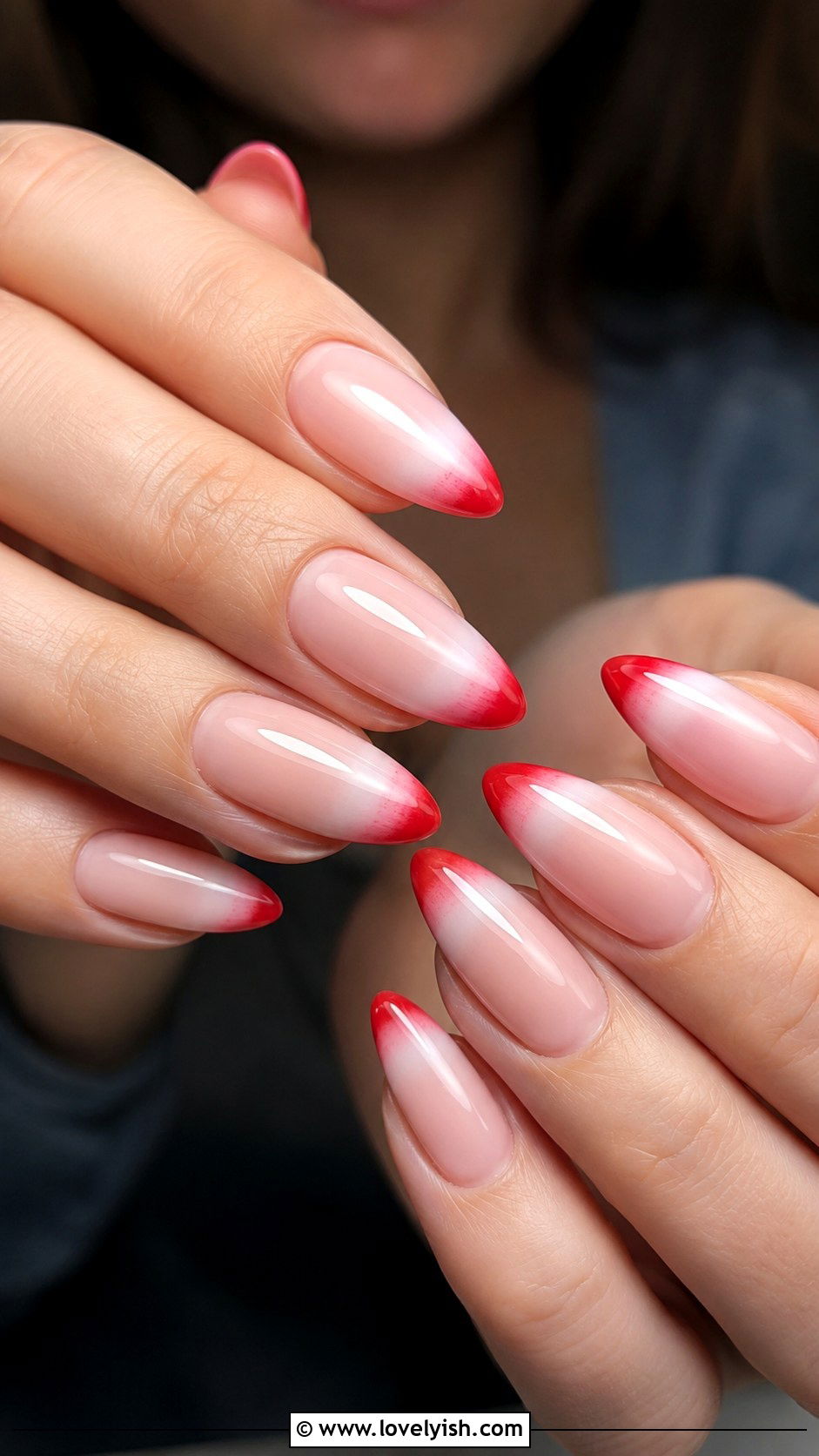 Red to White Ombre French Tip Nails - 50 ombre french nails - 50 ombre french nails