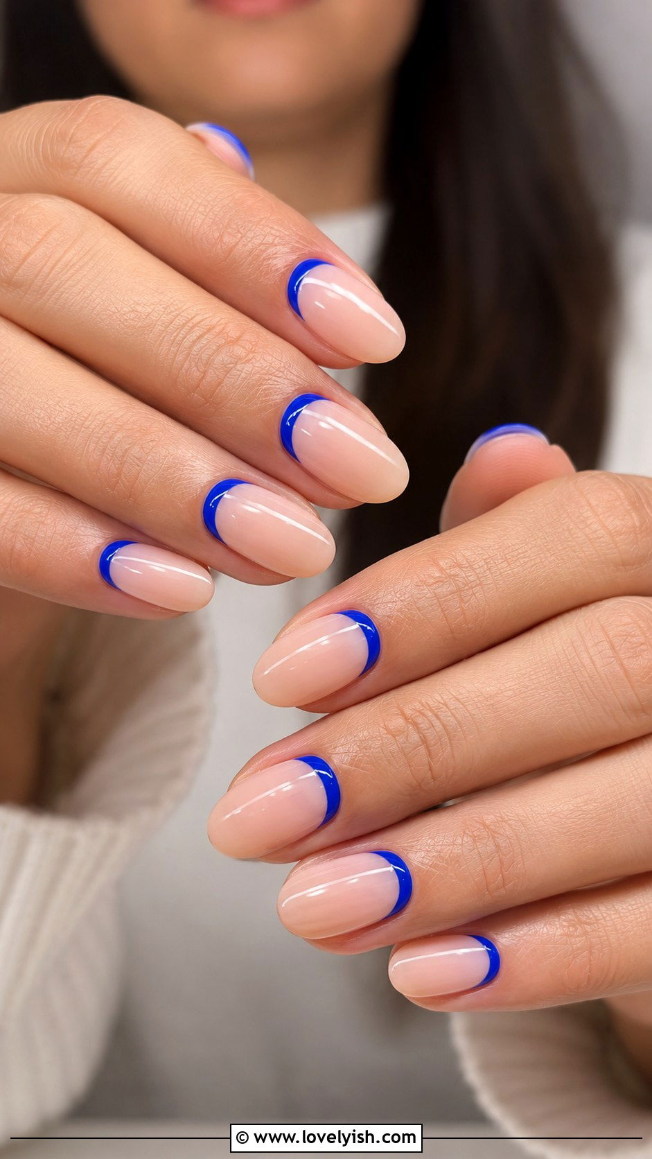 Retro French Tip Oval Nails - 50 oval nails - 50 oval nails
