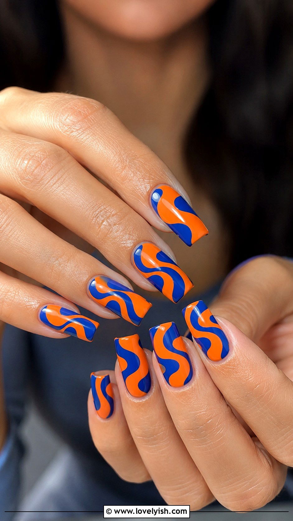 Retro Swirl Nails in Bold Colors - 50 tumblr nail designs - 50 tumblr nail designs