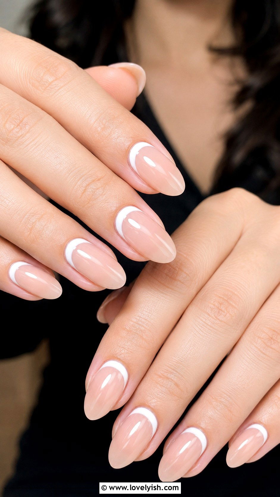 Reverse French Tip Almond Nails - 50 almond french tip nails - 50 almond french tip nails