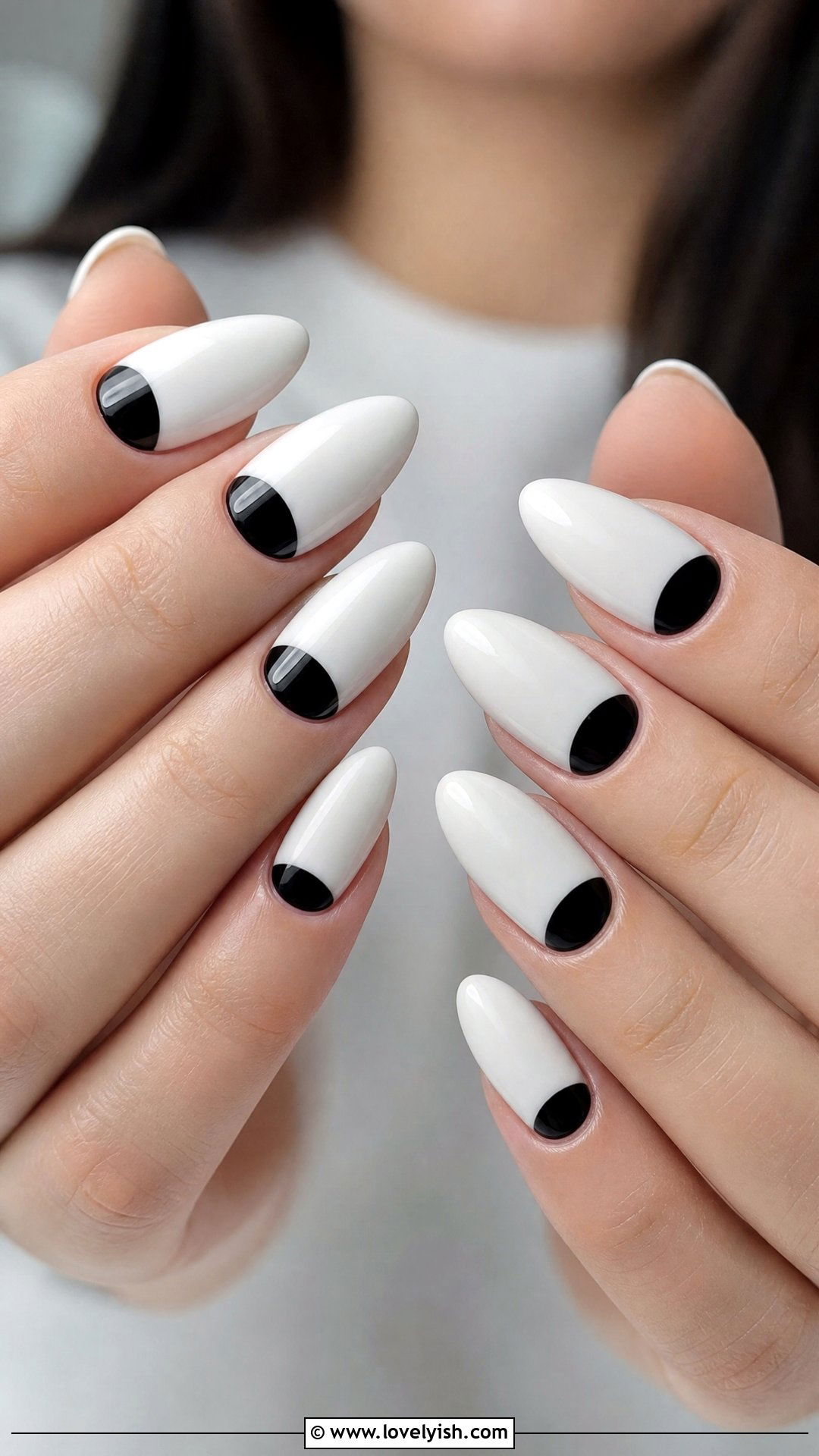 Reverse French Tip Nails - 50 black and white nail designs - 50 black and white nail designs