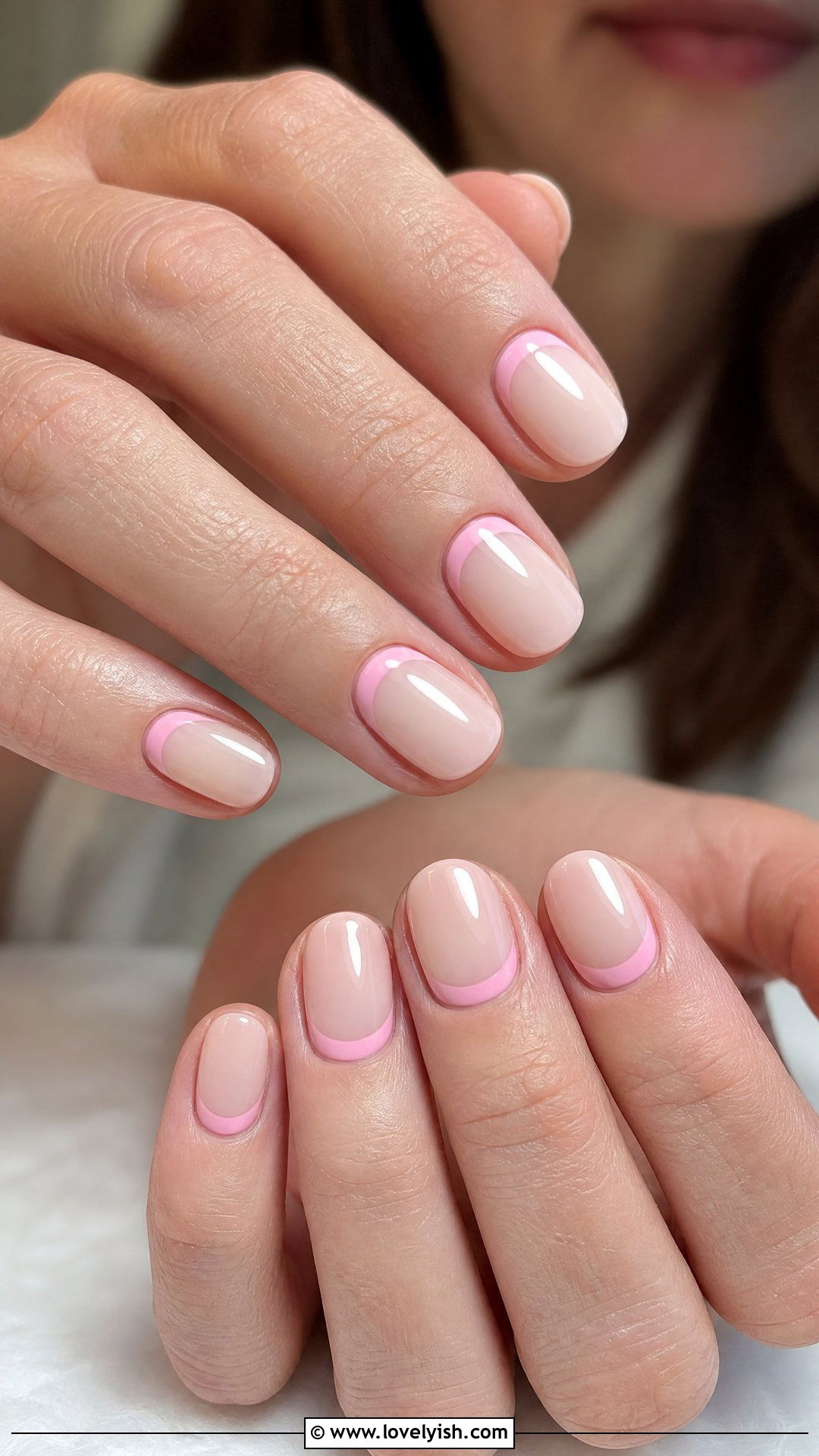 Reverse French Tip in Pink - 50 cute french tip nail designs - 50 cute french tip nail designs