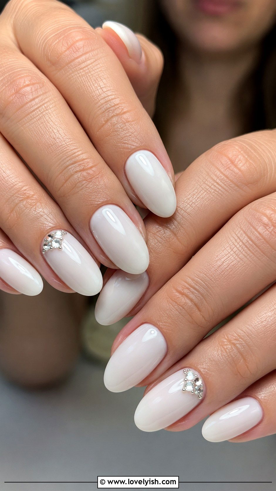Rhinestone Accent Almond Nails - 50 almond nails - 50 almond nails
