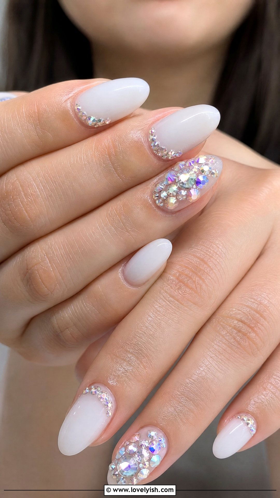 Rhinestone Accent Prom Nails - 25 prom nail ideas - 25 prom nail ideas