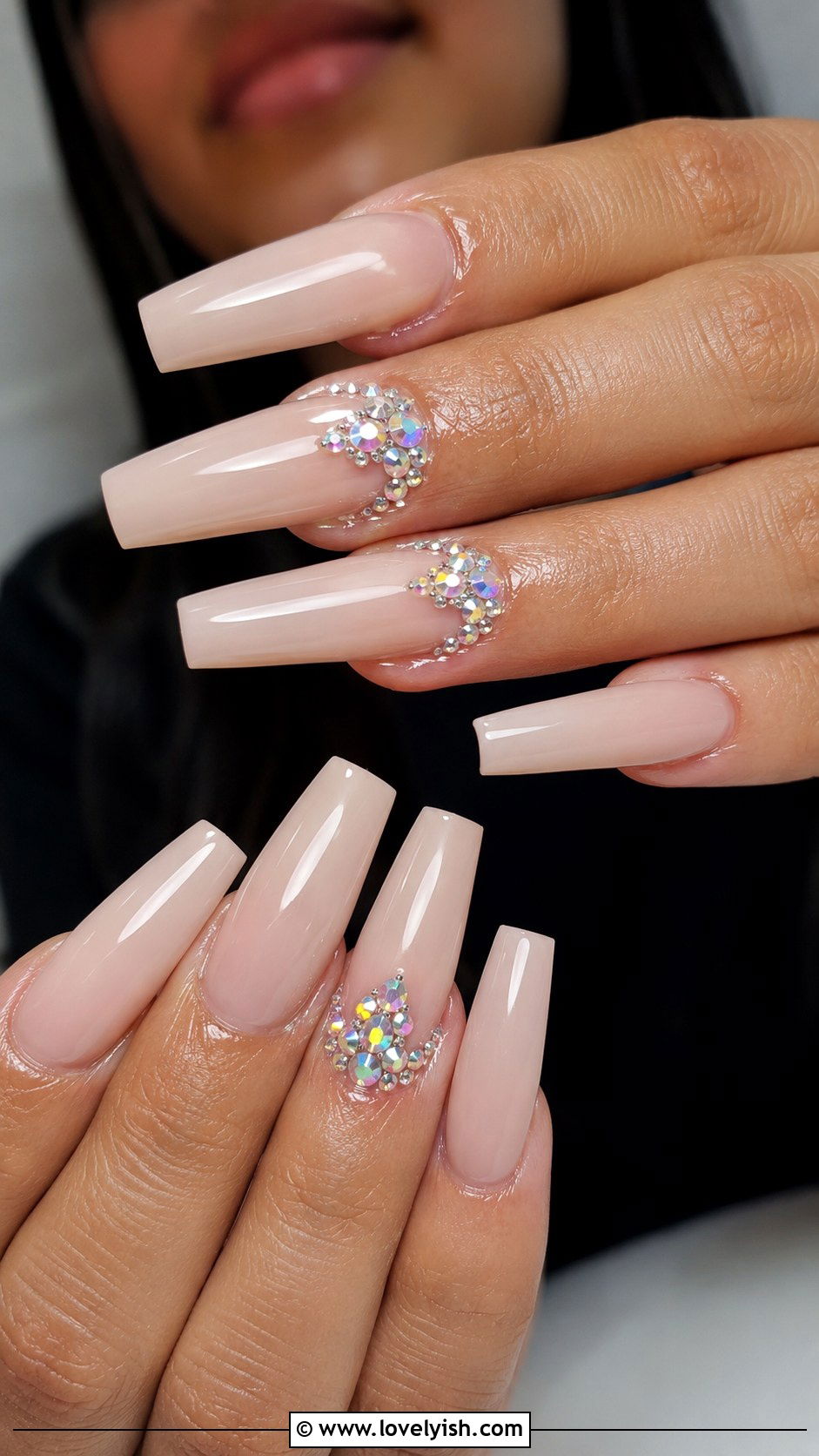Rhinestone Cluster Acrylic Nails - 42 acrylic nail designs - 42 acrylic nail designs