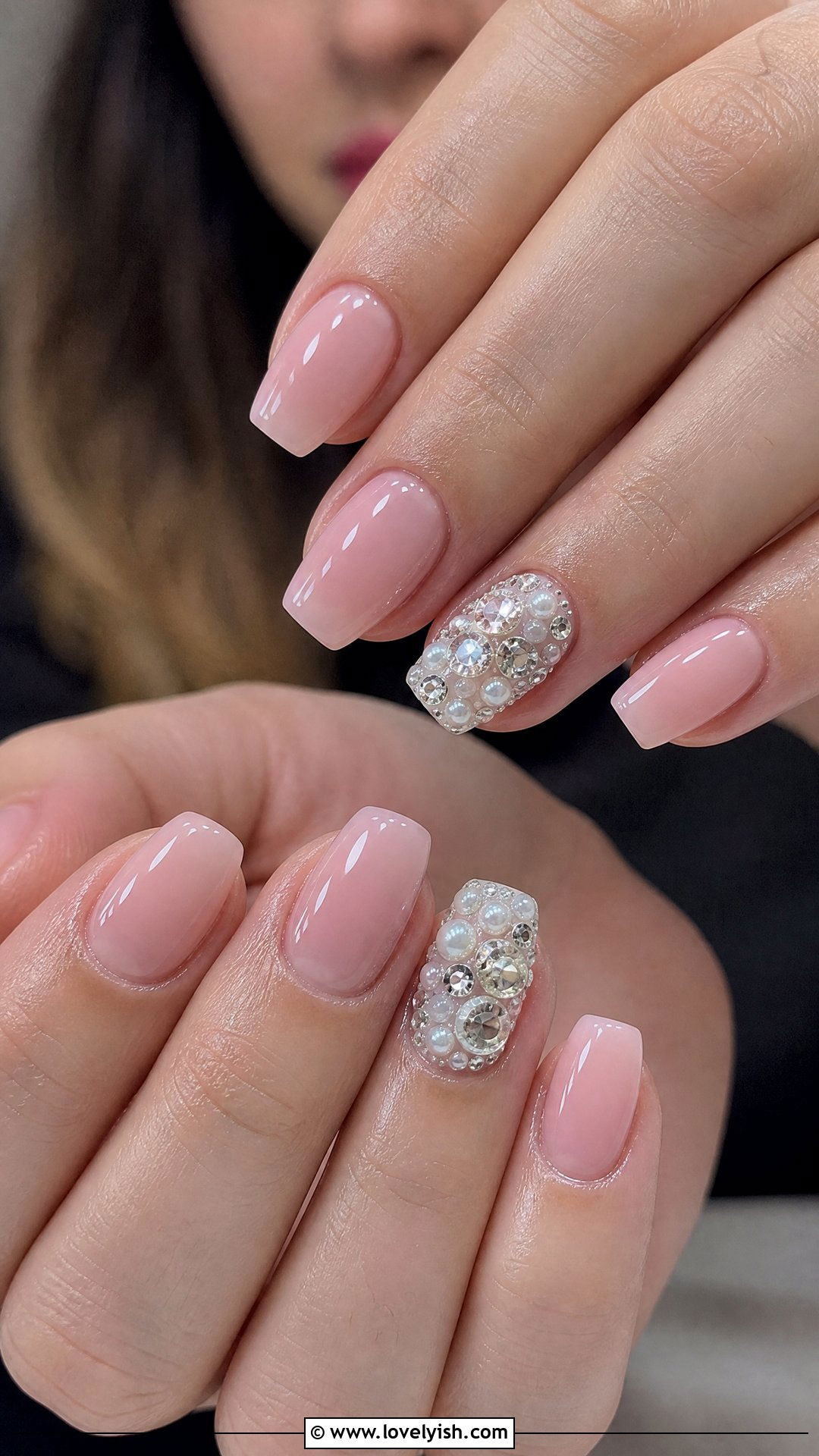 Rhinestone Cluster Short Coffin Nails - 50 short coffin nails - 50 short coffin nails