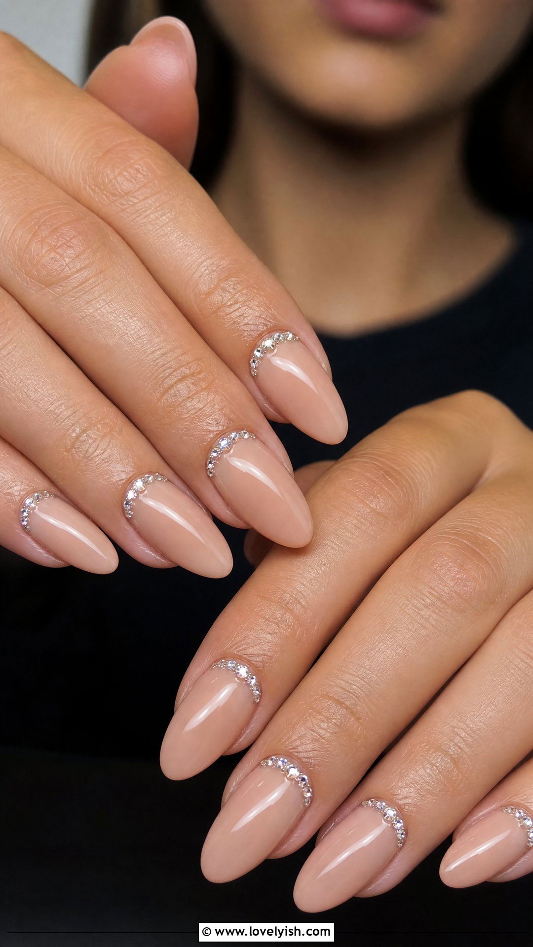 Rhinestone Cuticle Gel Nails - 50 gel manicure - 50 gel manicure