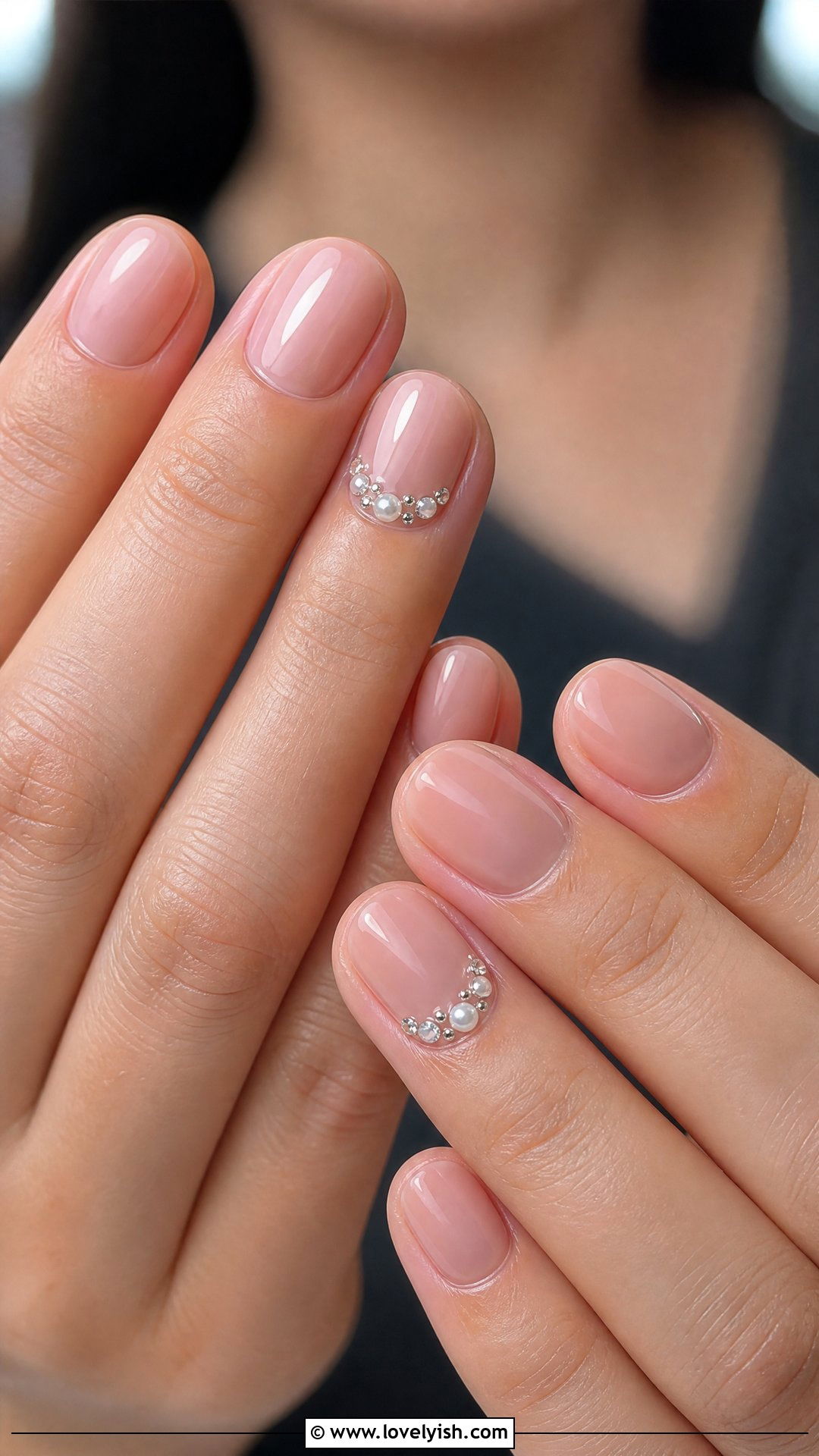 Rhinestone Cuticle Short Oval Nails - 50 short oval nails - 50 short oval nails