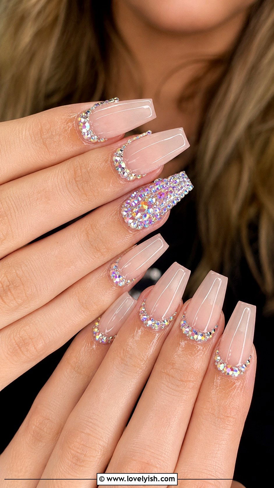Rhinestone Embellished Bridal Nails - 25 wedding nails for bride - 25 wedding nails for bride