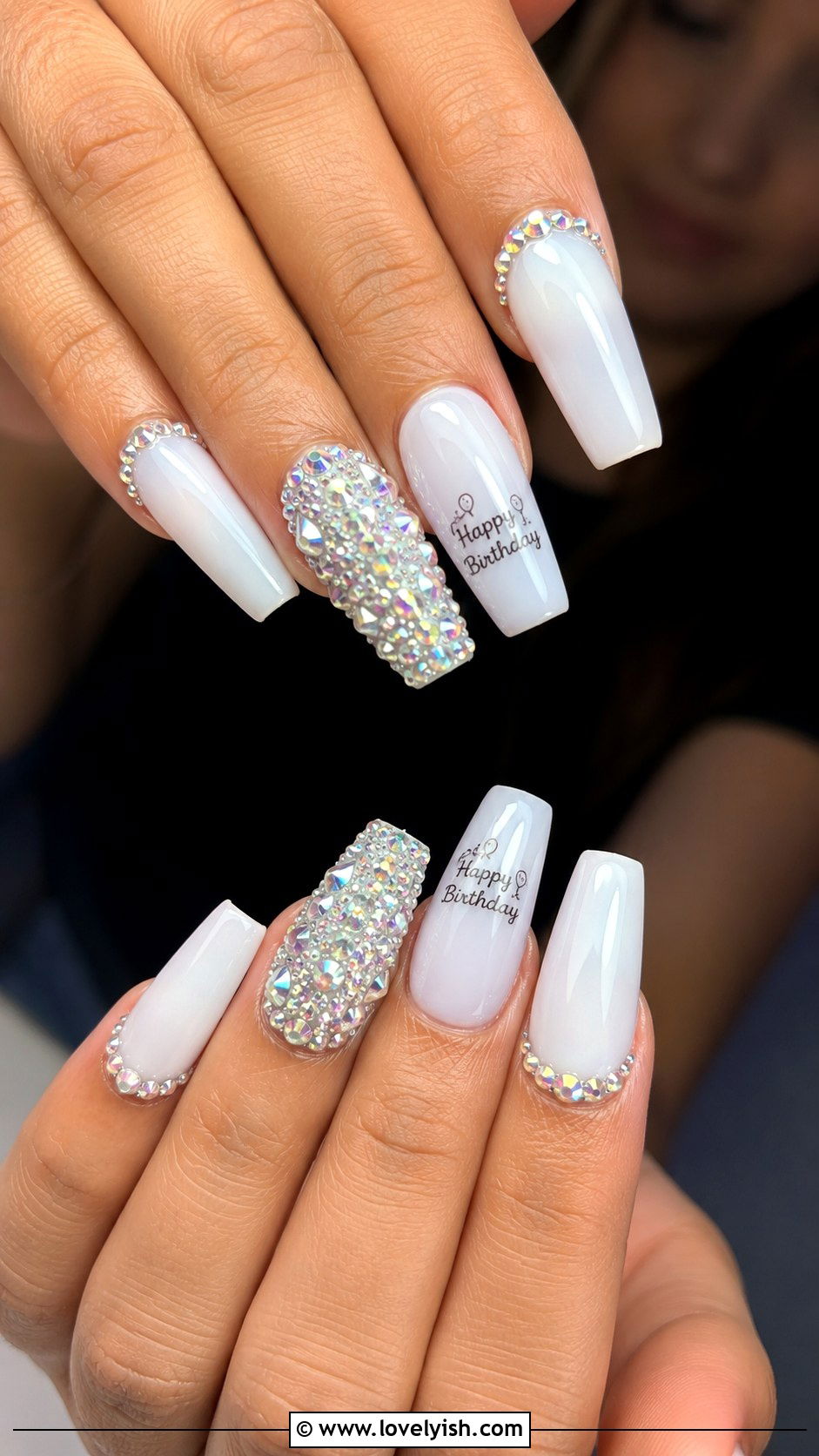 Rhinestone Encrusted Birthday Nails - 50 birthday nails - 50 birthday nails