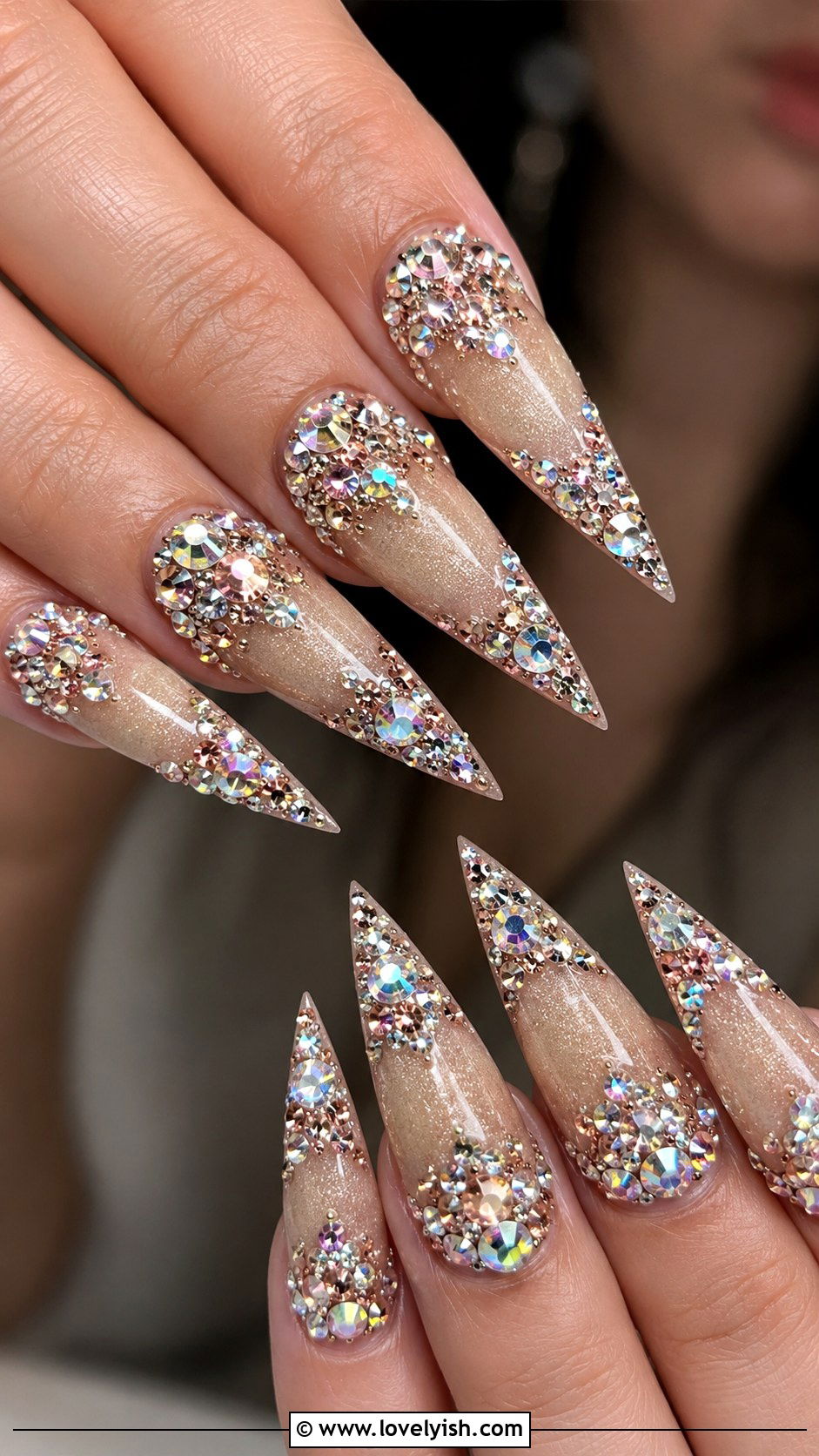 Rhinestone Encrusted Glam Nails - 50 unique nail designs - 50 unique nail designs